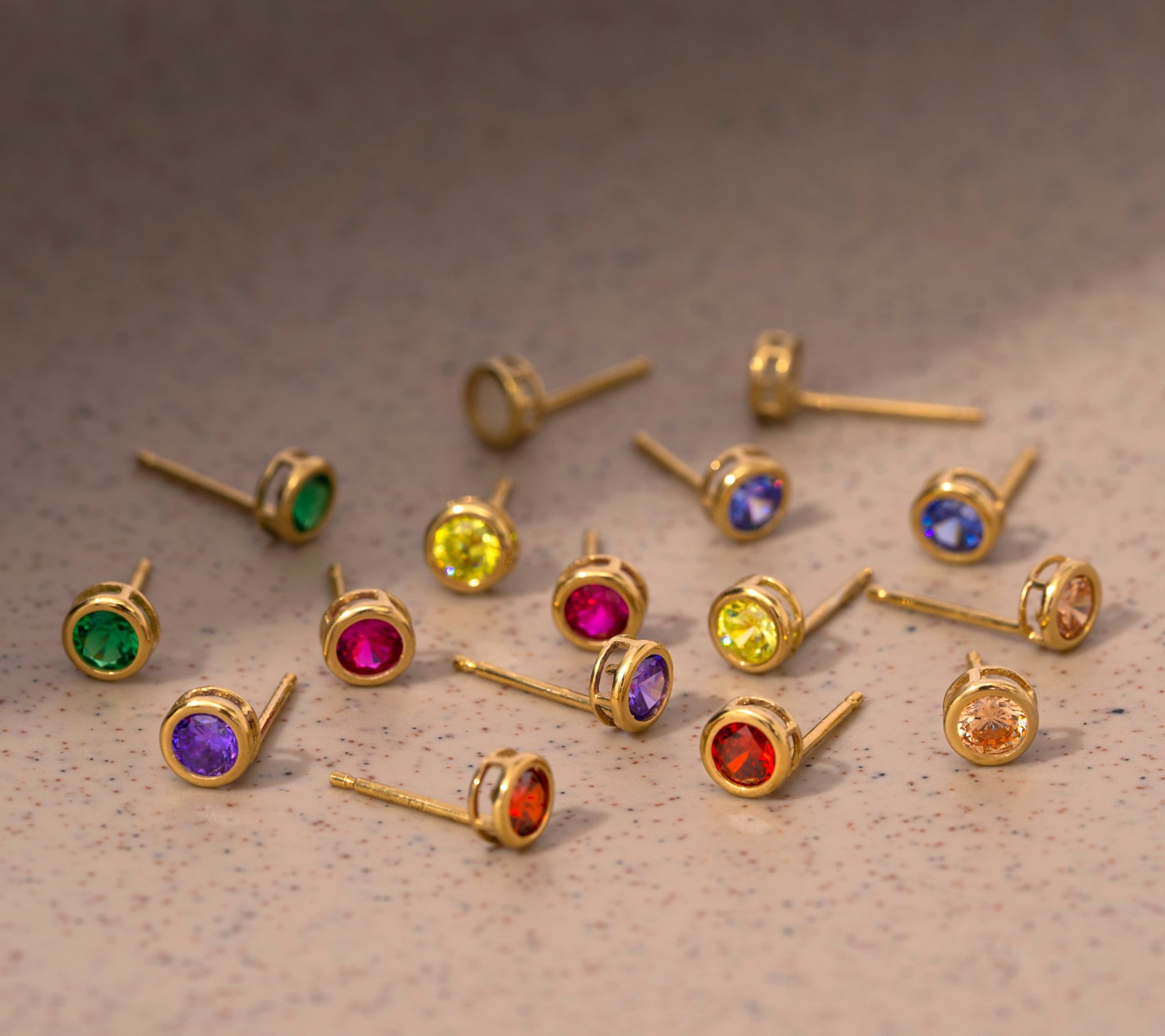 Diamonique Birthstone Stud Earrings, 10K Gold