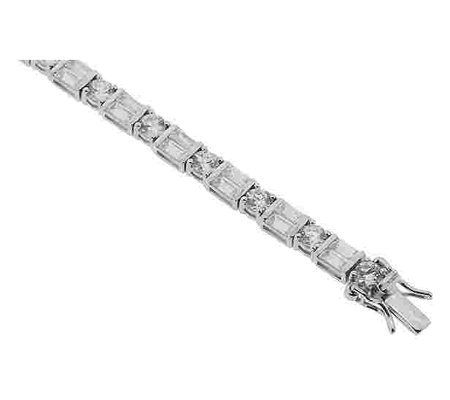 Diamonique Baguette Tennis Bracelet, Platinum Clad