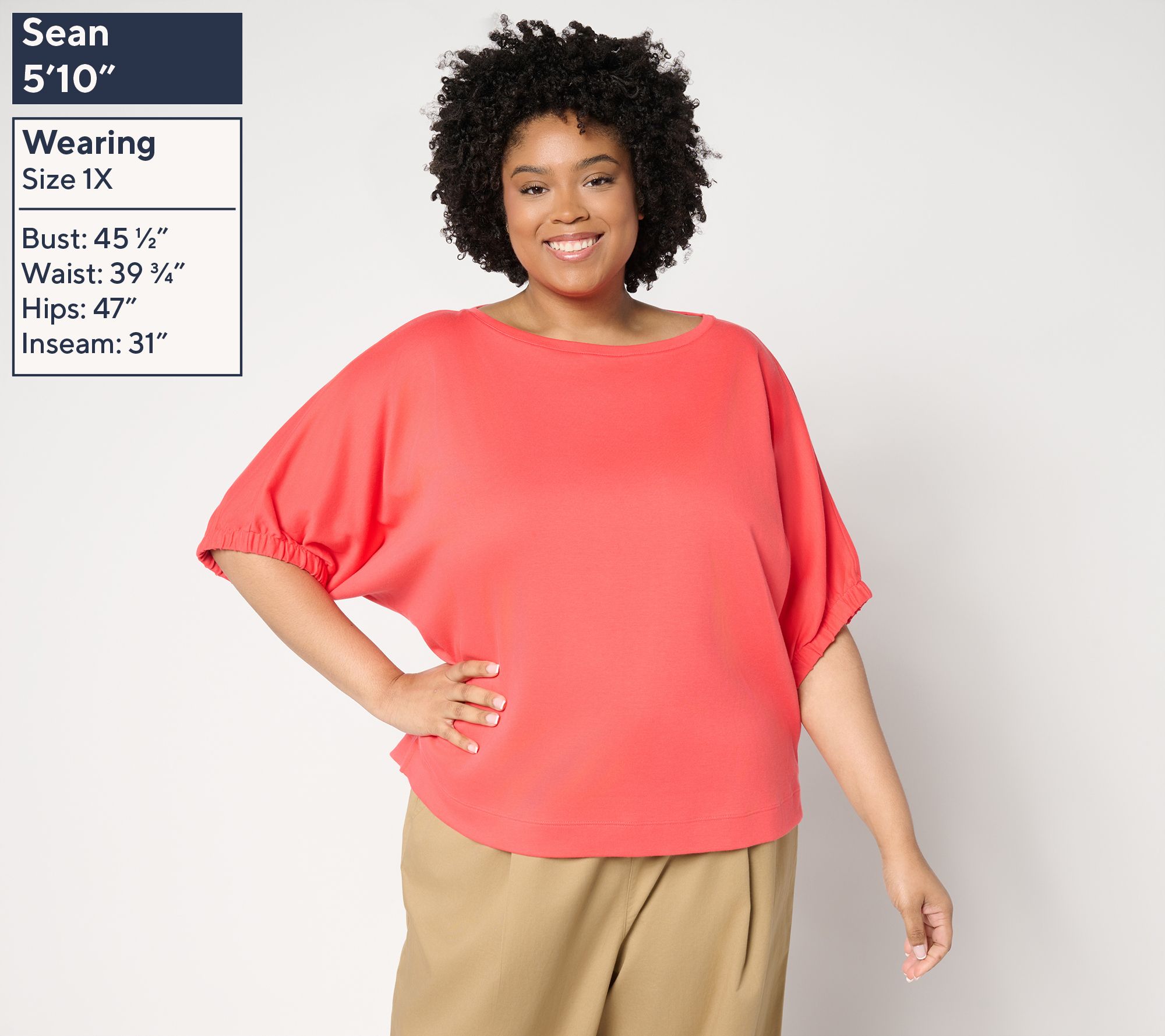 Carla Rockmore Collection 100% Cotton Dolman Sleeve Top