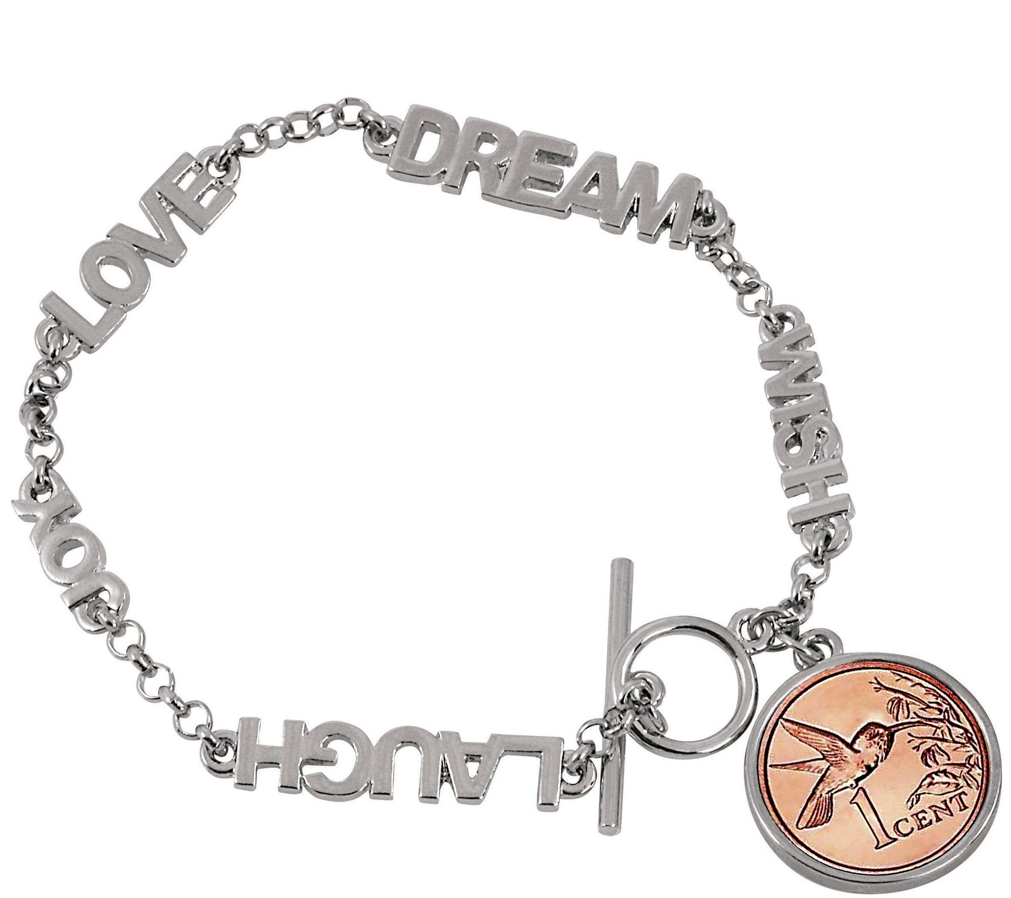 American Coin Treasures Hummingbird Word Coin Bracelet