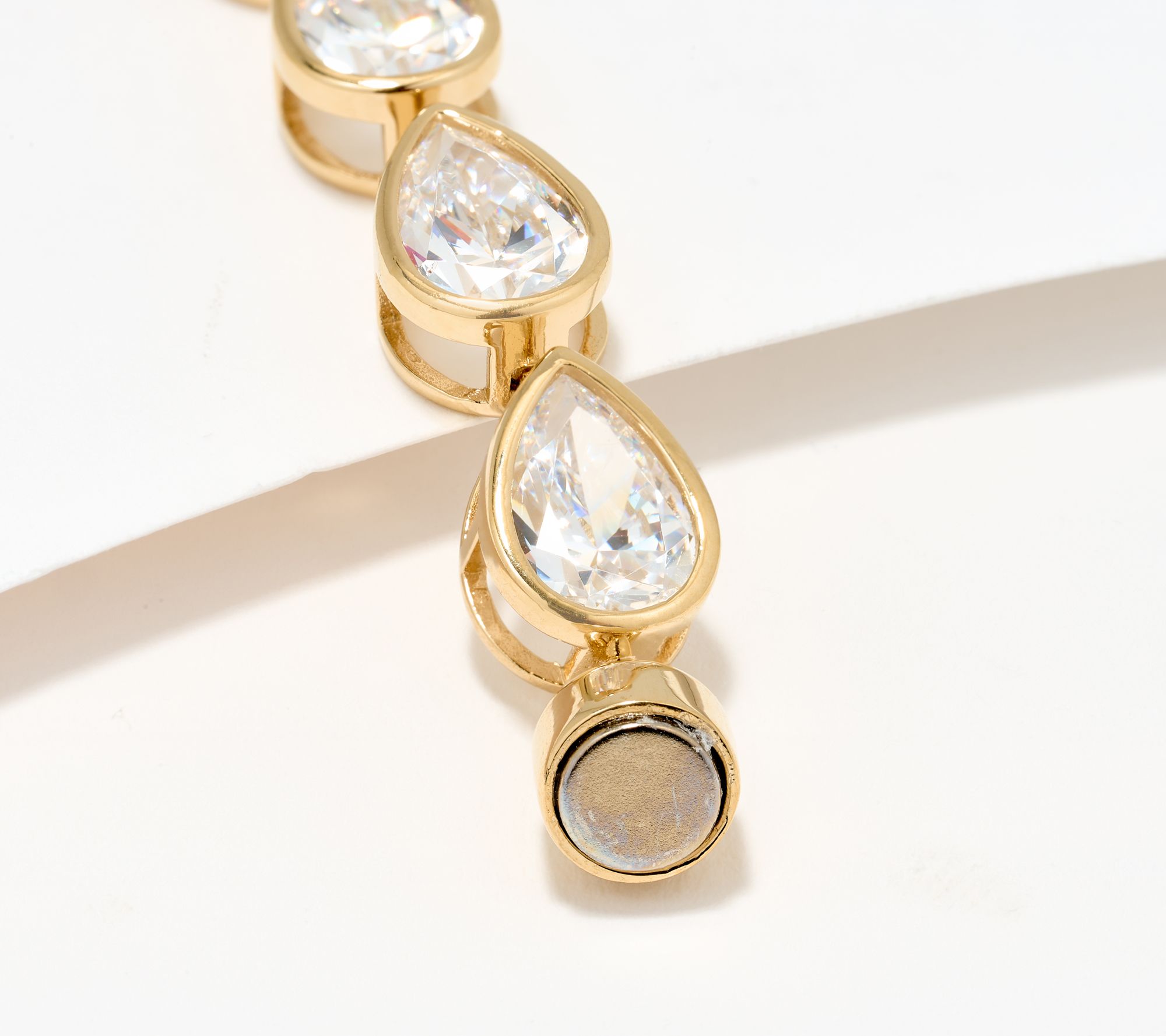 Diamonique Classics Pear Bezel Set Tennis Bracelet, Sterl