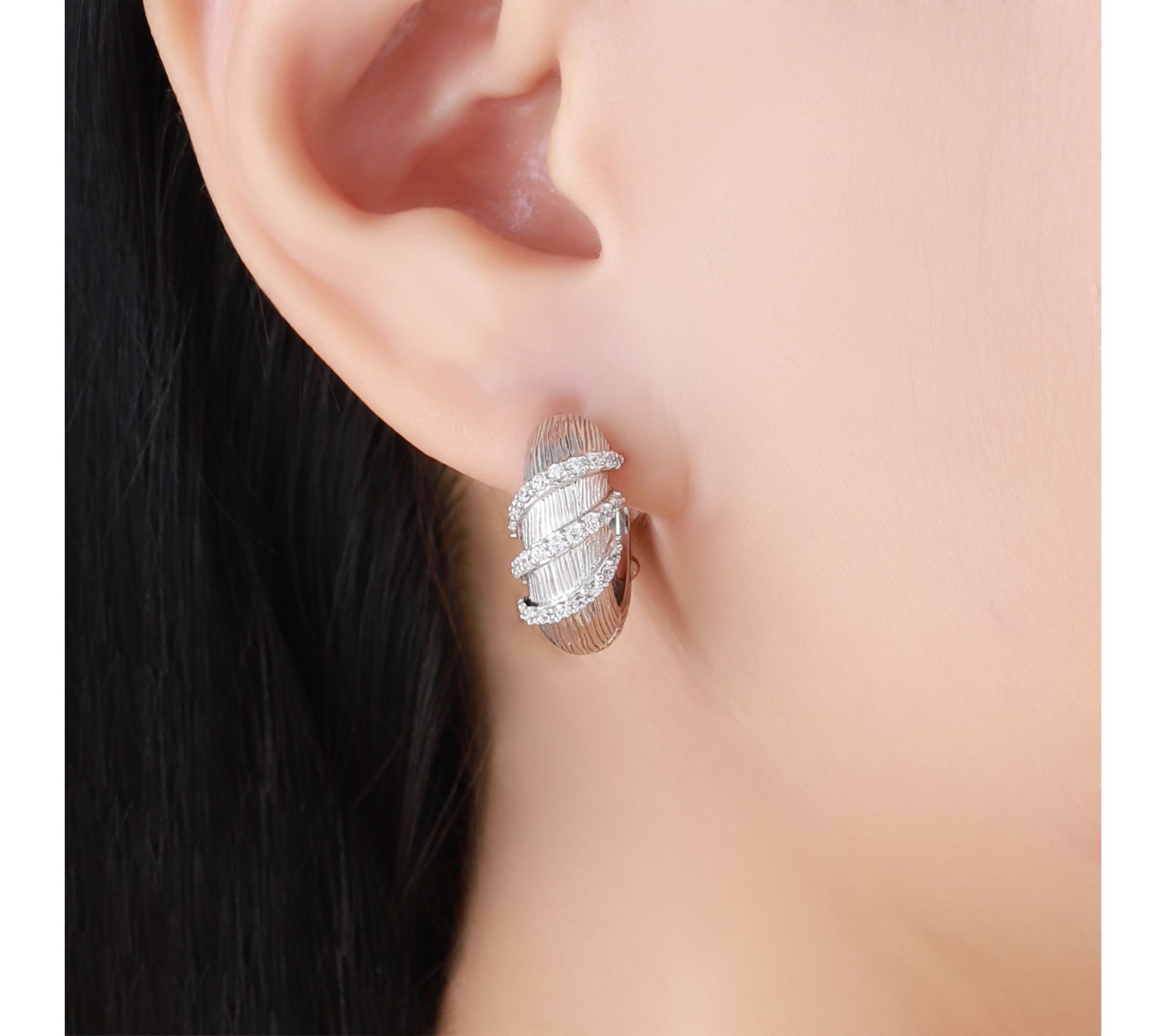 Ariva Sterling & 18K Clad Diamonique ReversibleHoop Earrings