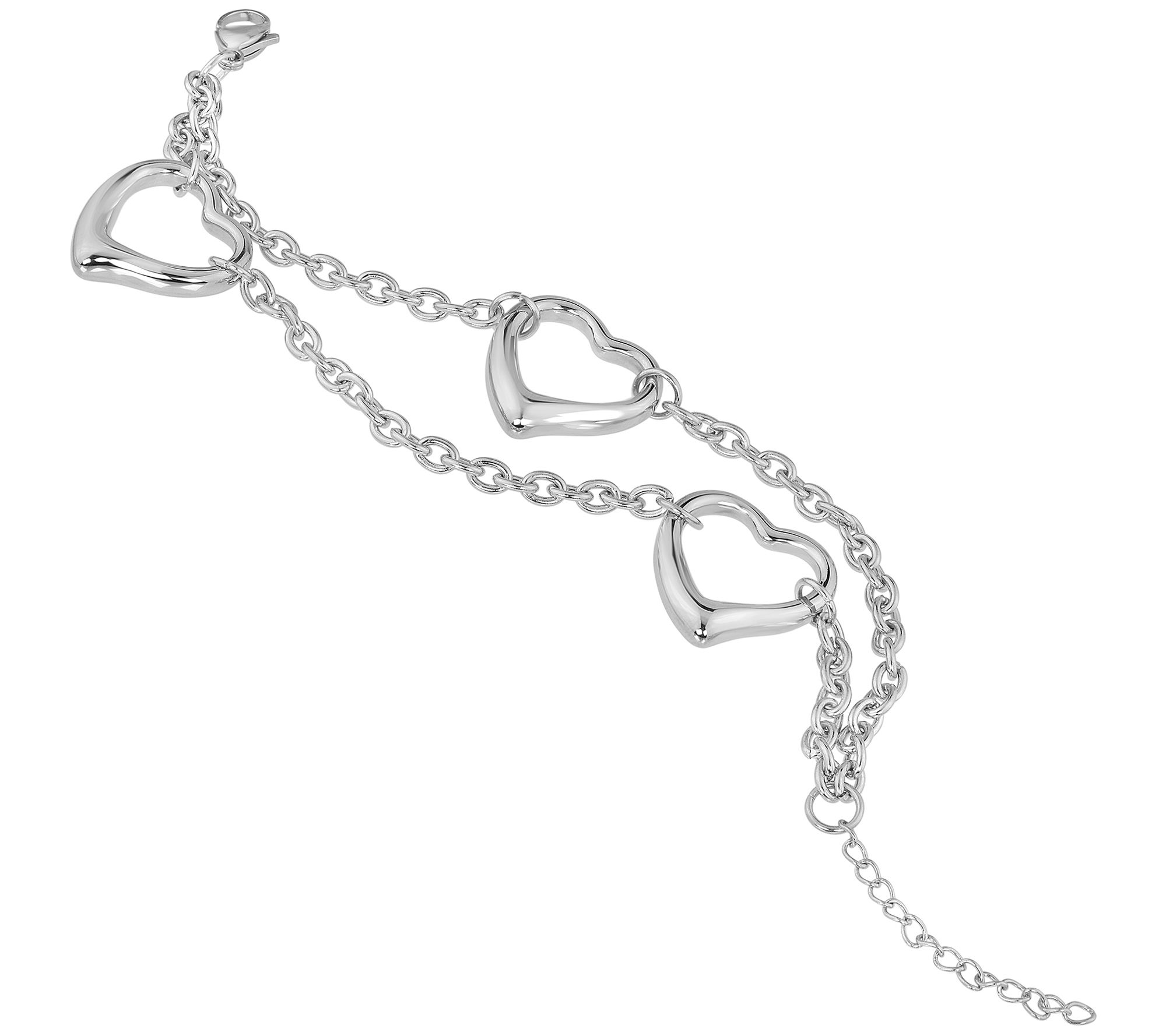 Steel by Design Open Hearts Link Bracelet