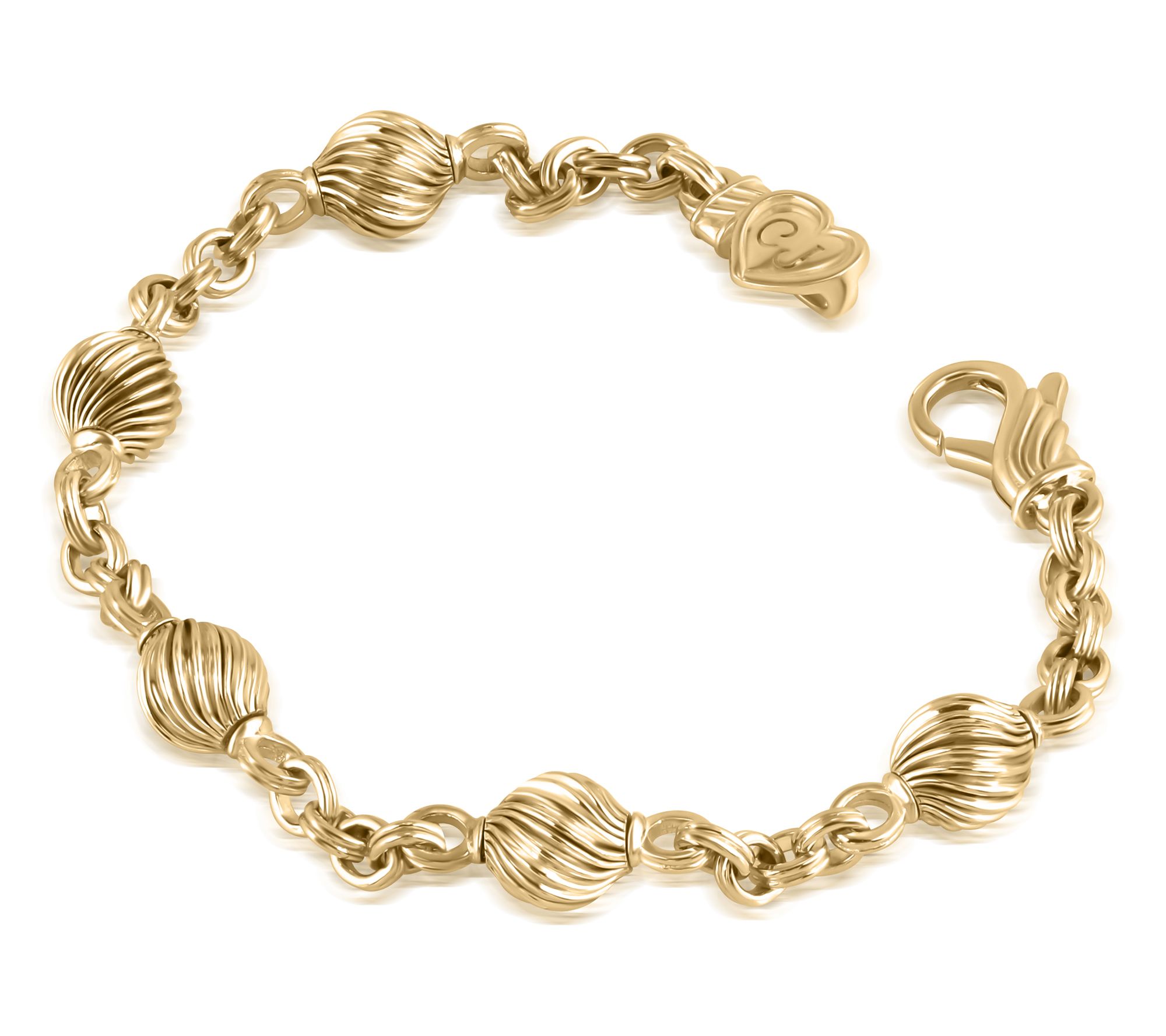 Christian James 14K Gold Clad Bead Station RoloLink Bracelet