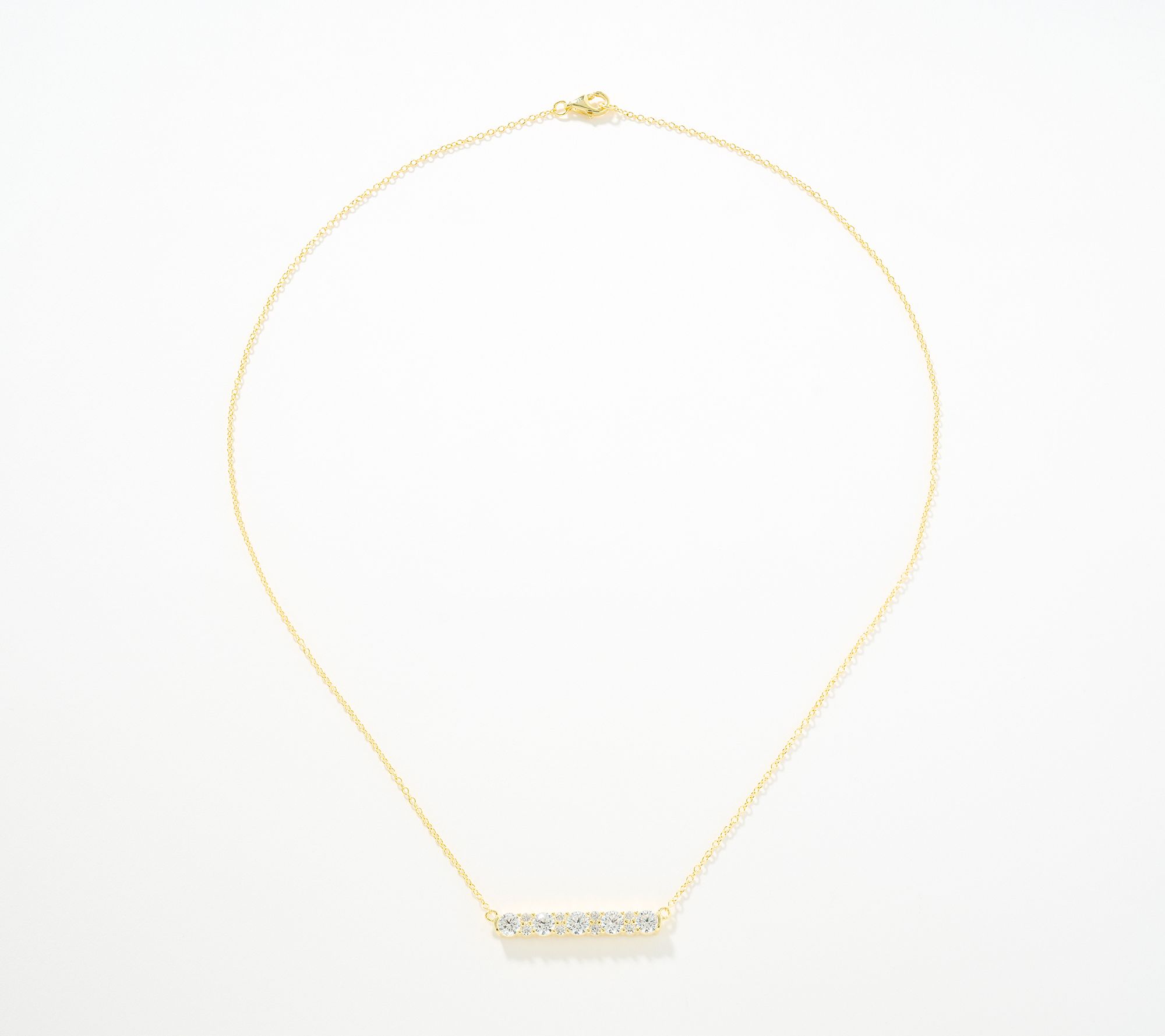 Diamonique Classics Multi-Stone Bar Necklace, Sterling Silver