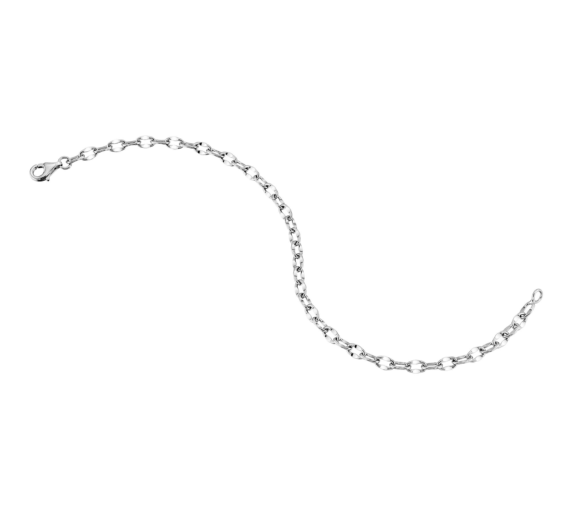 Silver Style 3.5mm Solid Mirror Link Chain Bracelet, Sterling