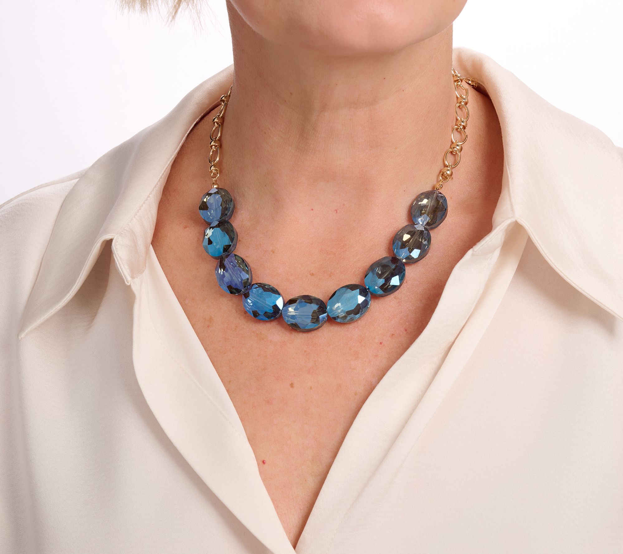 Susan Graver Faceted Oval Necklace