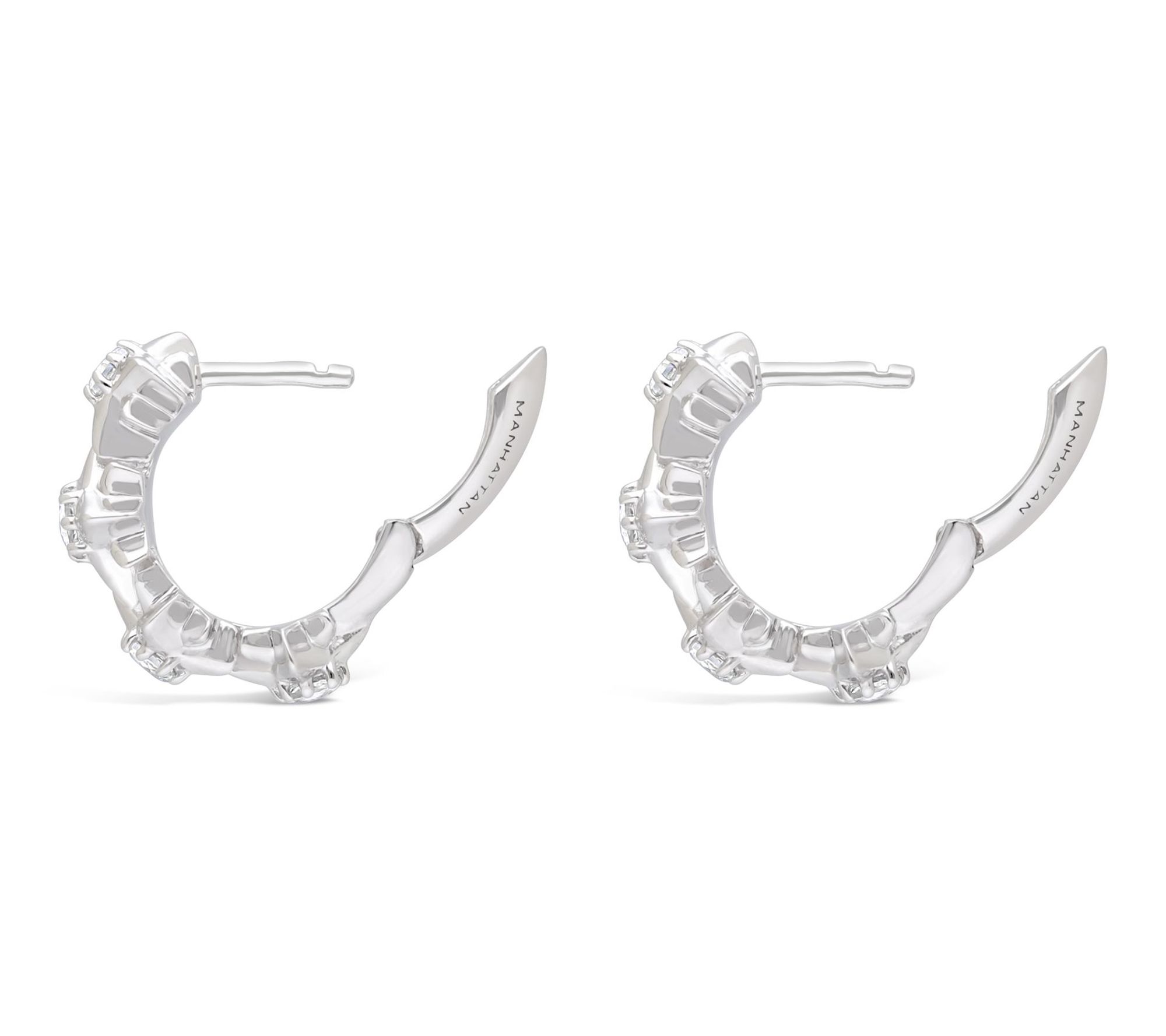 Margo Manhattan Sterling White Topaz StarlightHoop Earrings