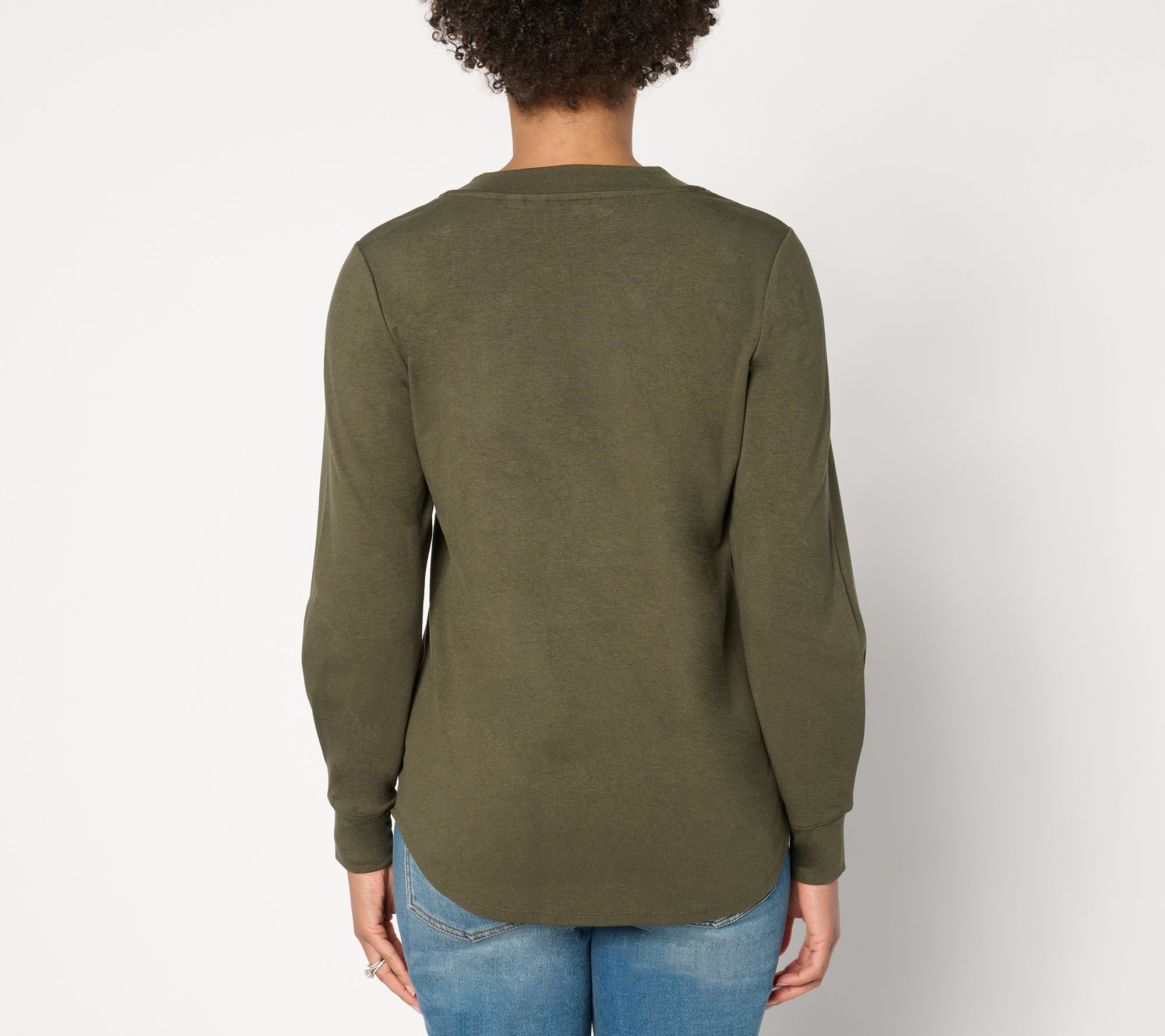 BEAUTIFUL by Lawrence Zarian Refined Knit Notched V-Neck Long Sleeve Top