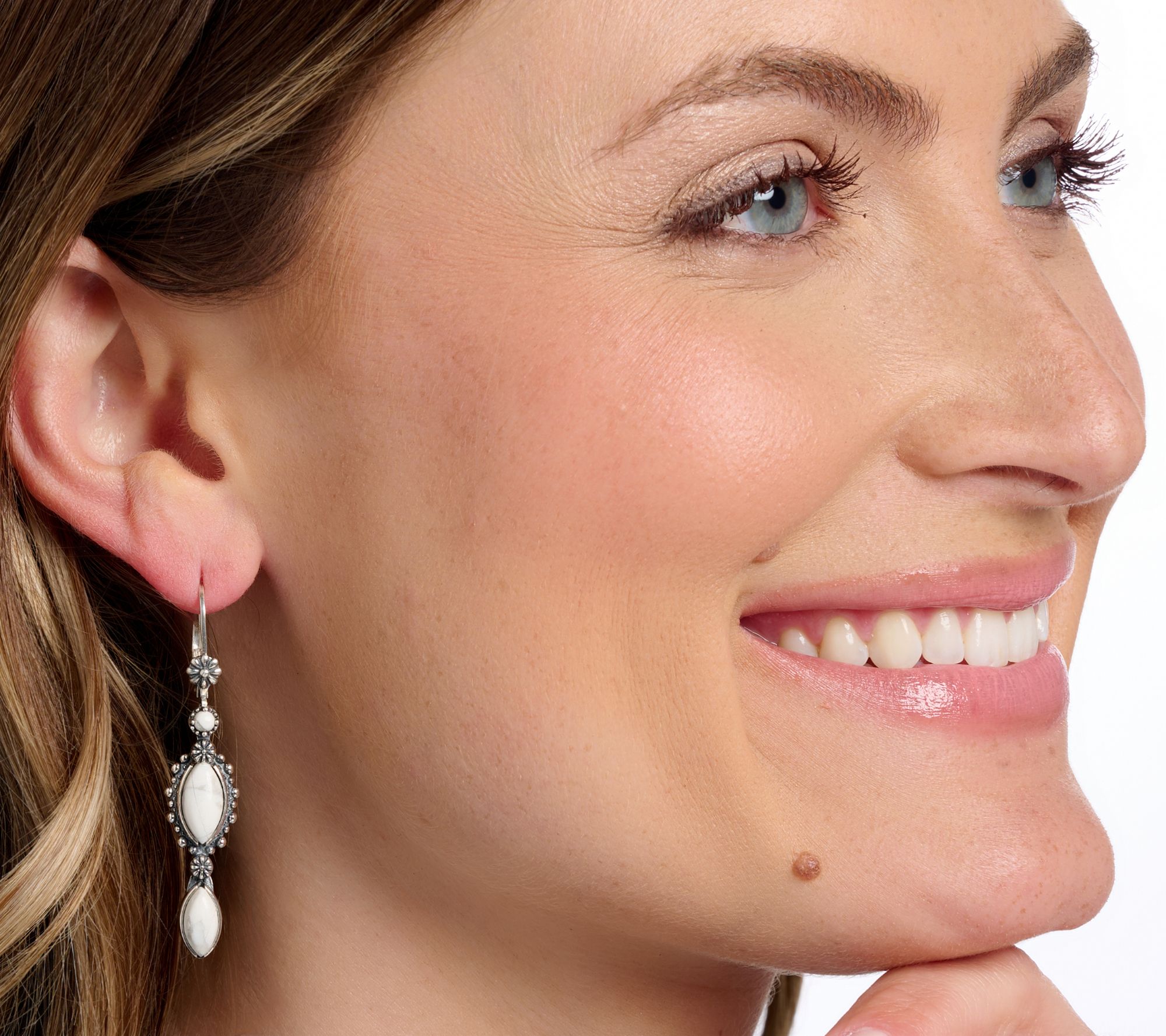 American West Sterling Silver Marquise Gem Leverback Earrings