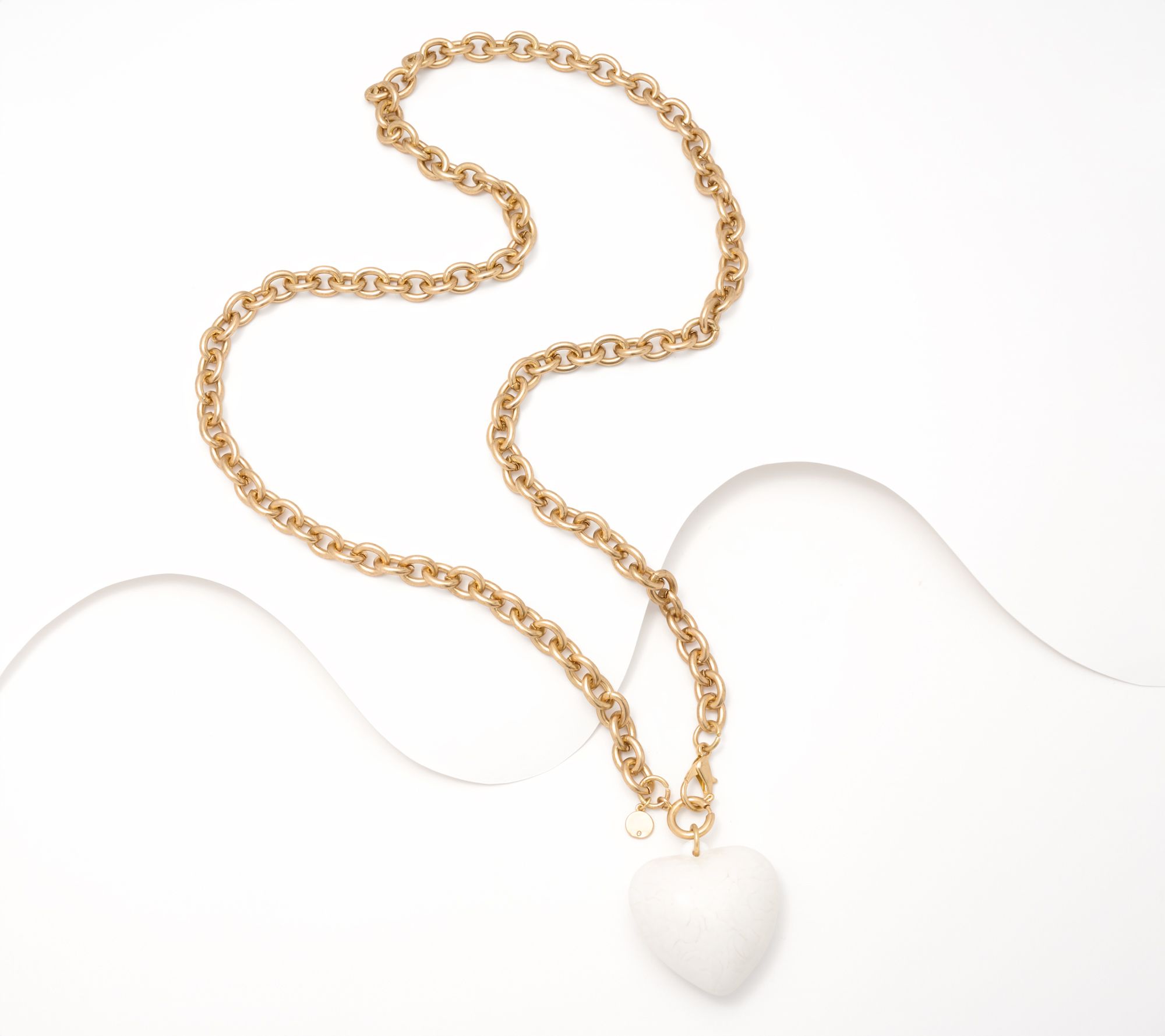 Carla Rockmore Collection Stone Medallion Gold Link Necklace