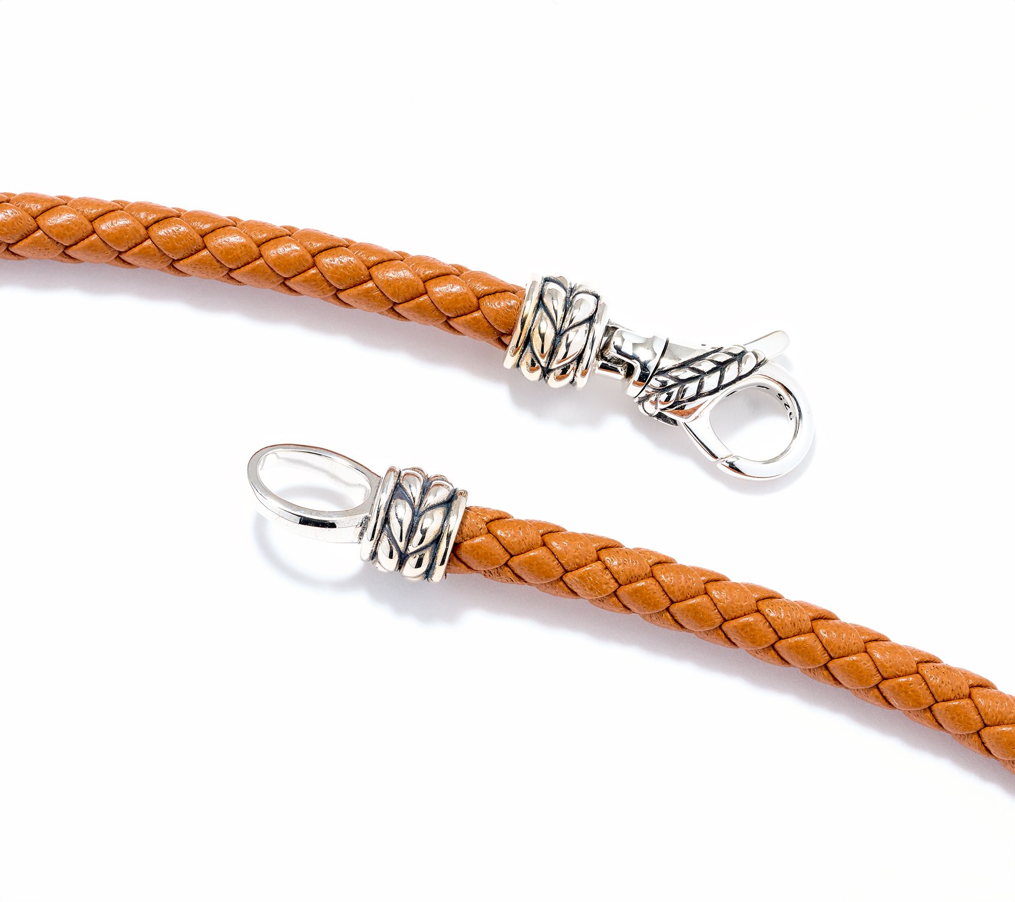 JAI Sterling Silver Braided Genuine Leather 22