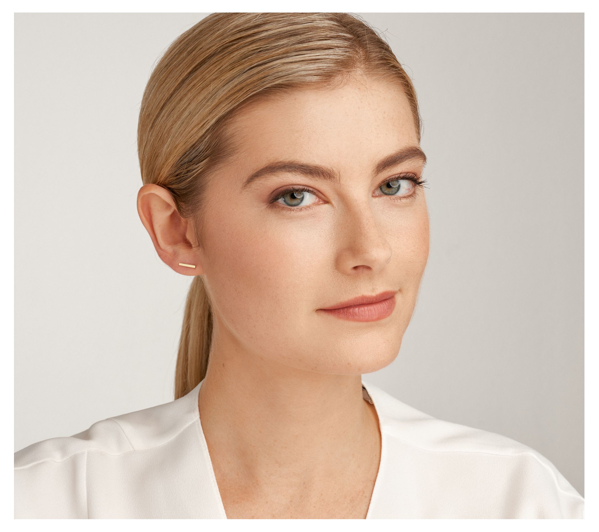 Diamonique Bar & Circle Ear Jacket Stud Earrings, 18K