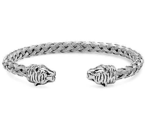 Steel By Design Men's Tiger's Head Cuff Bracelet
