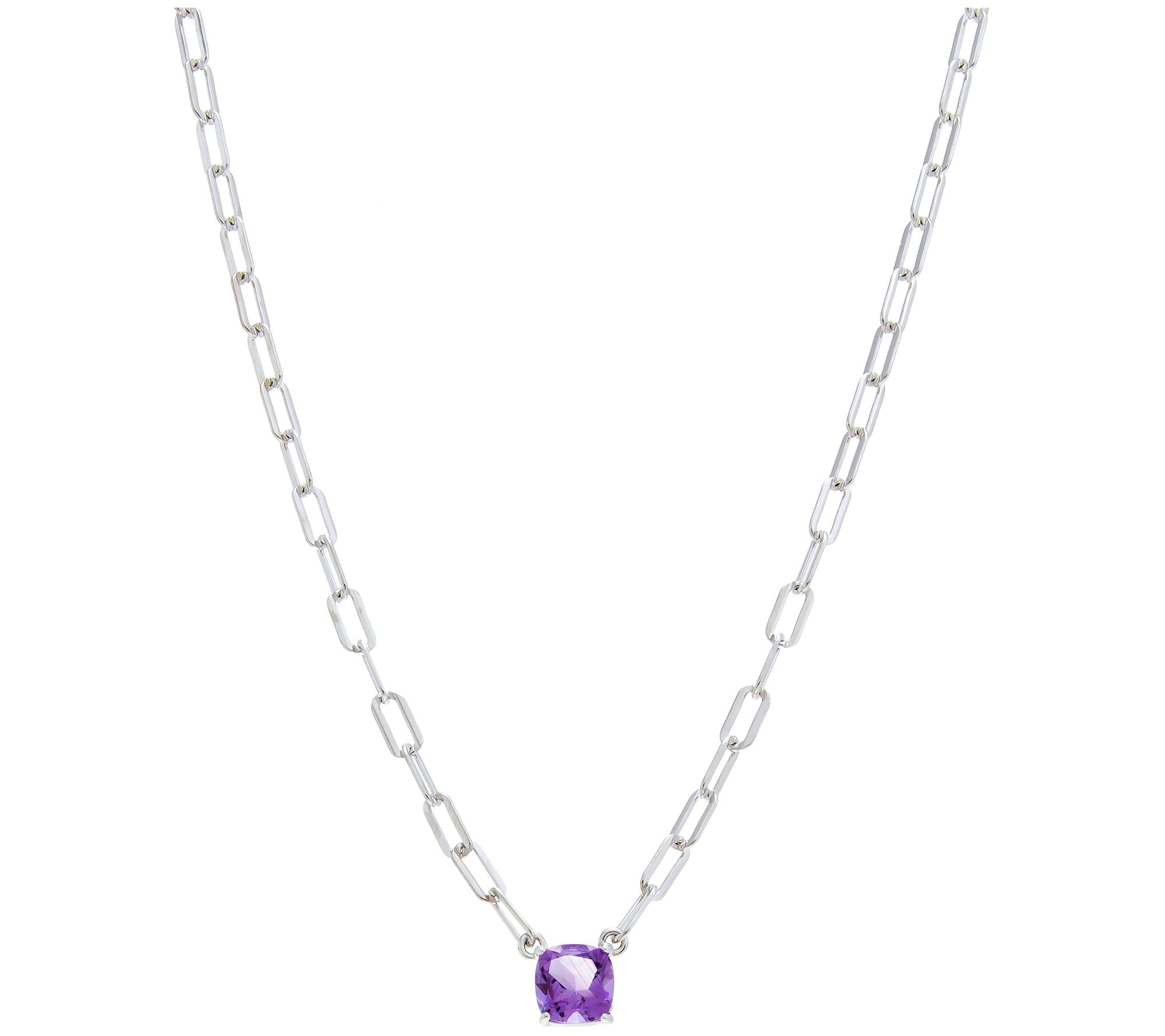Affinity Gems Cushion Cut Gemstone Necklace, Sterling Silver