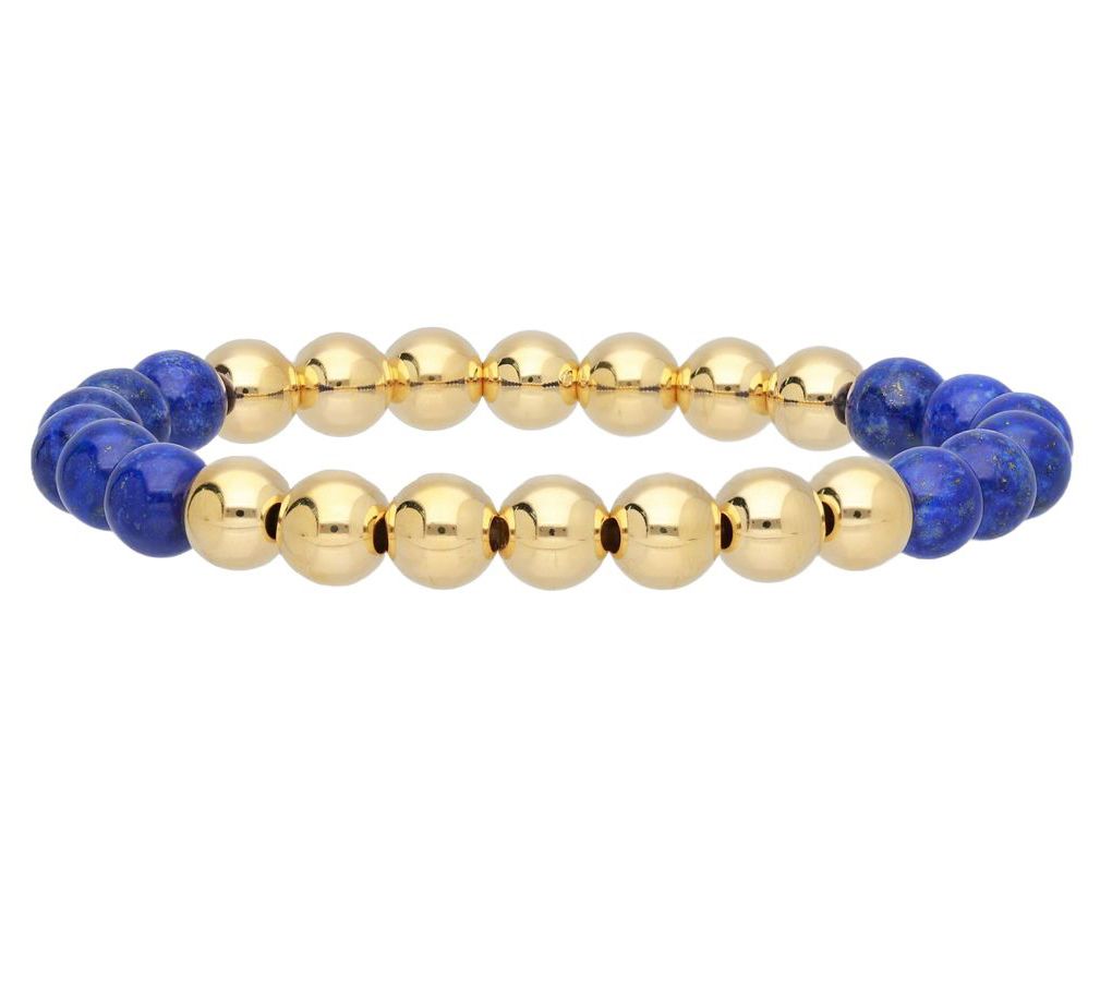Elyse Ryan 14K Gold Clad & Lapis Bead Bracelet
