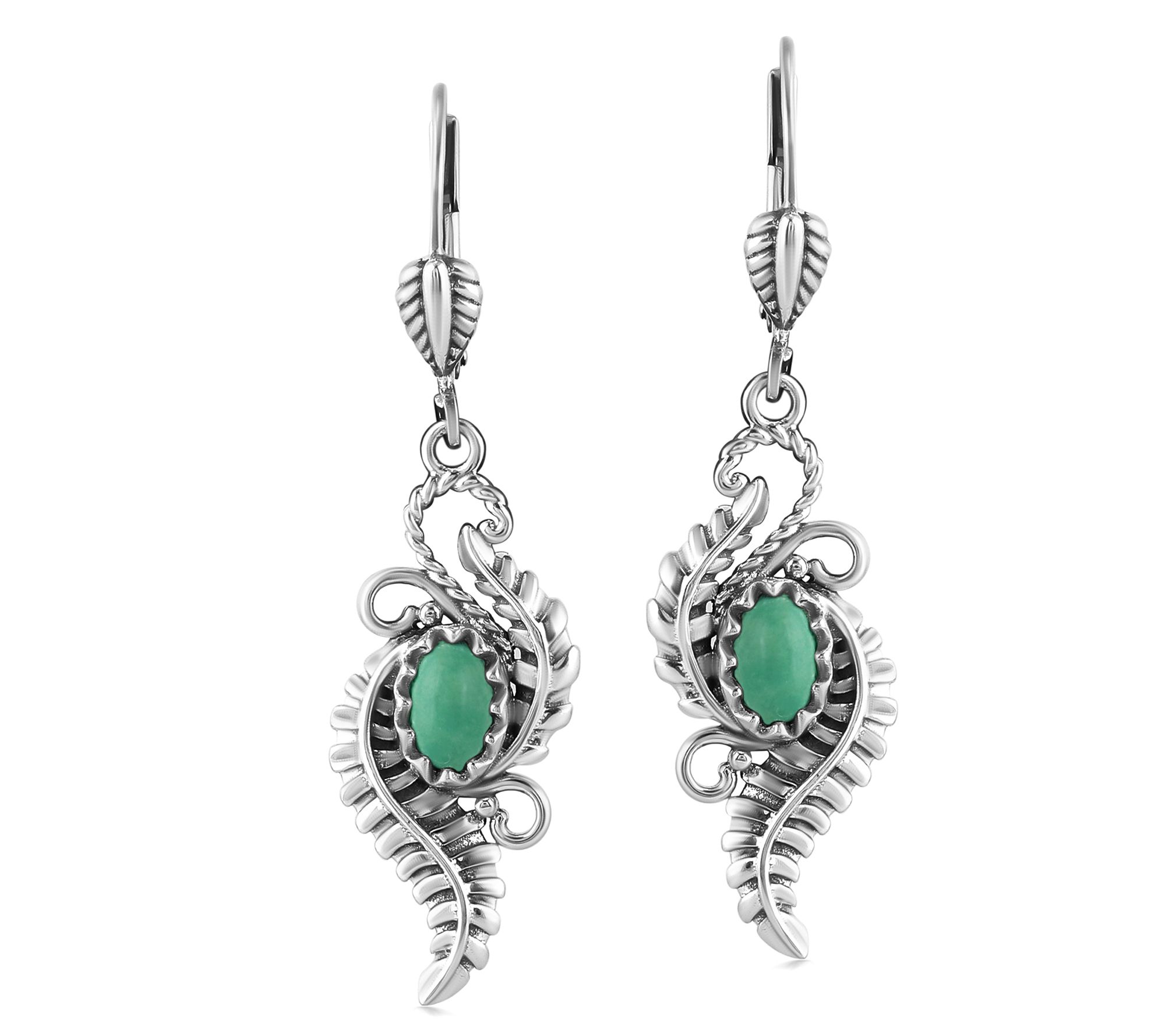 American West Sterling Vine & Leaf Gemstone Earrings