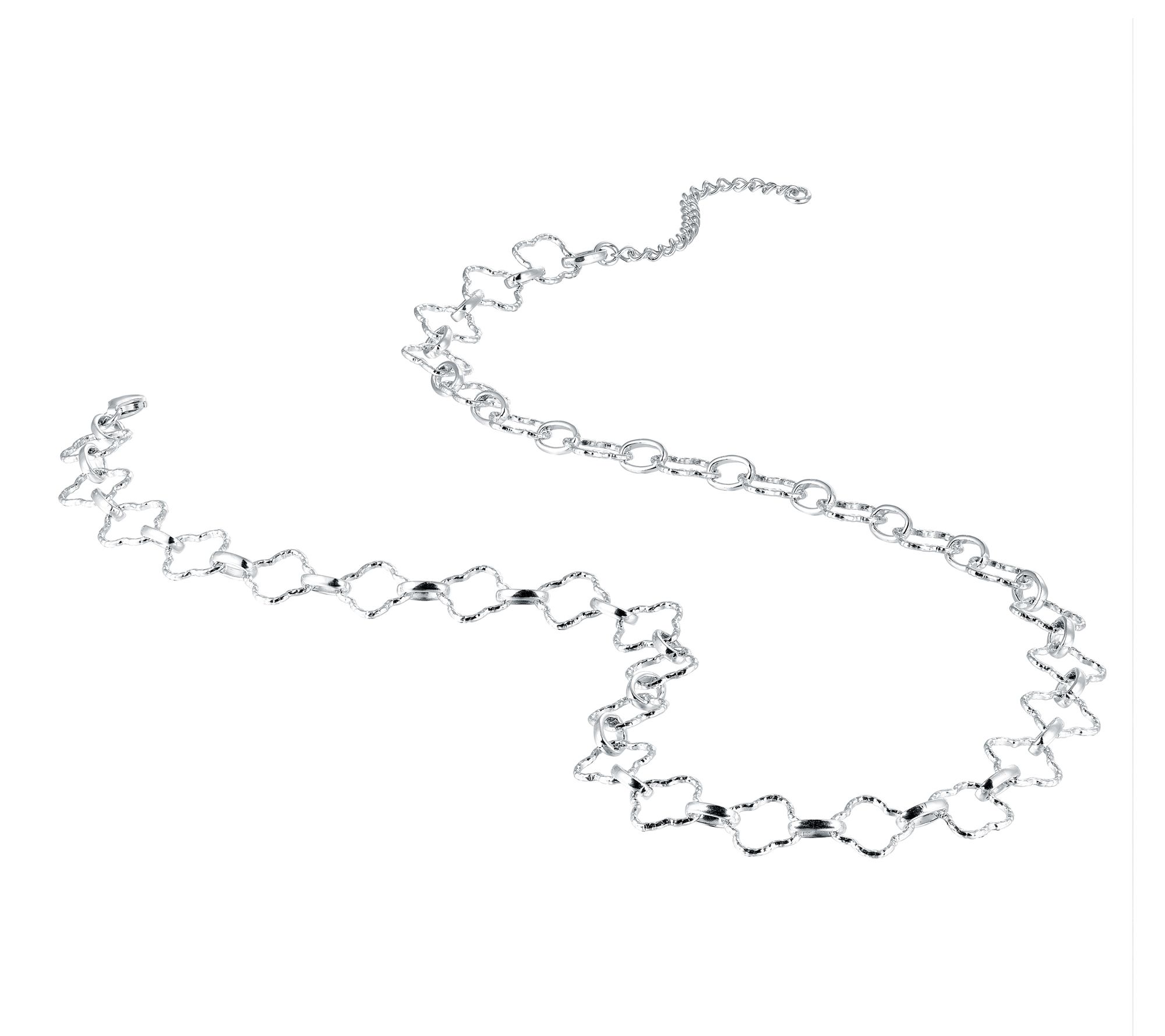 Silver Style Clover Link Necklace, Sterling