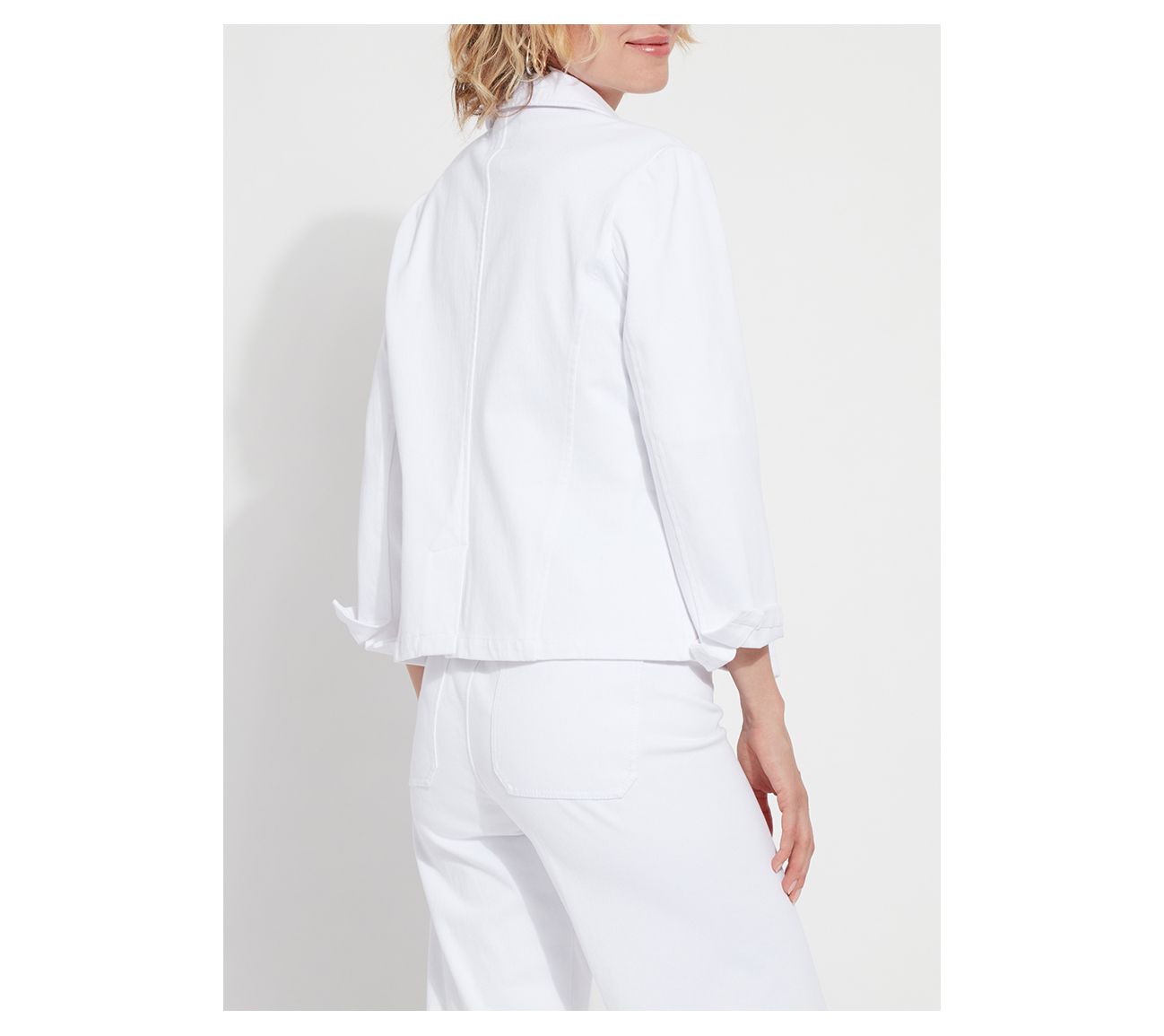 Lysse New York Della Denim Cropped Bracelet Sleeve Blazer