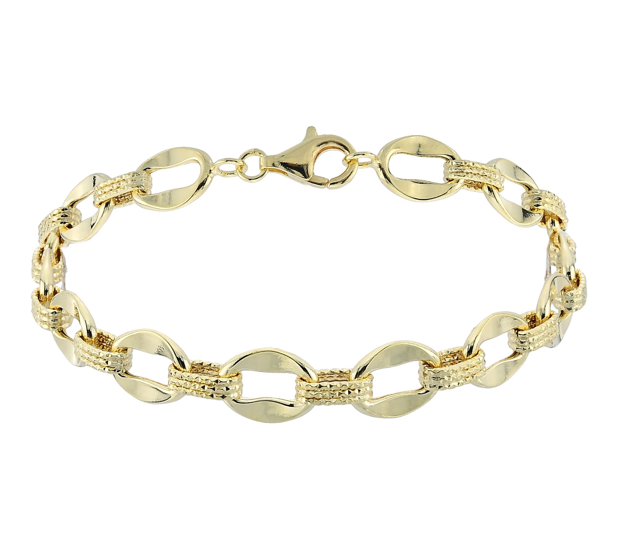 Silver Style Polished & Diamond Cut Bracelet, Sterling