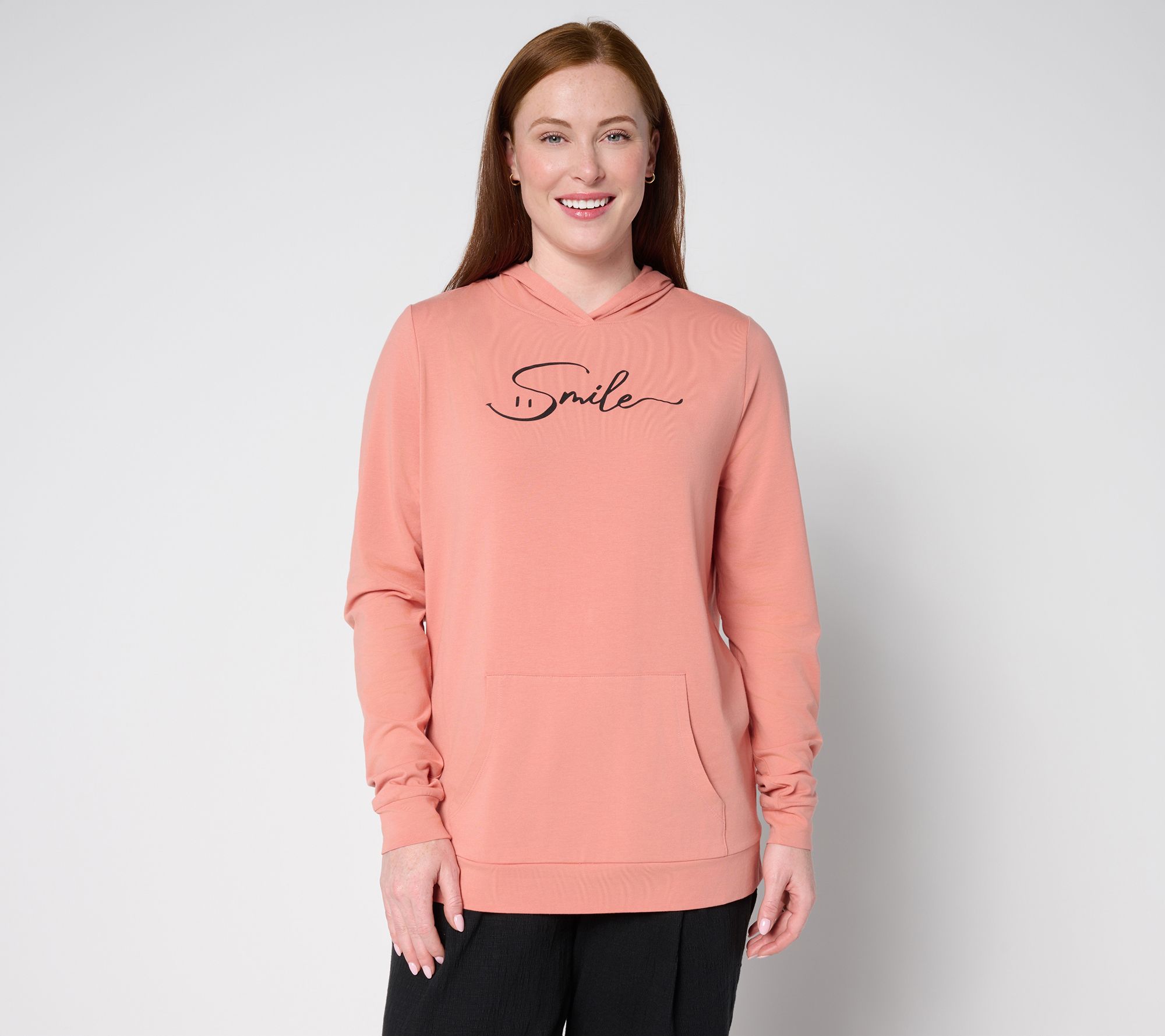 AnyBody Cozy Knit Jersey Message Hoodie