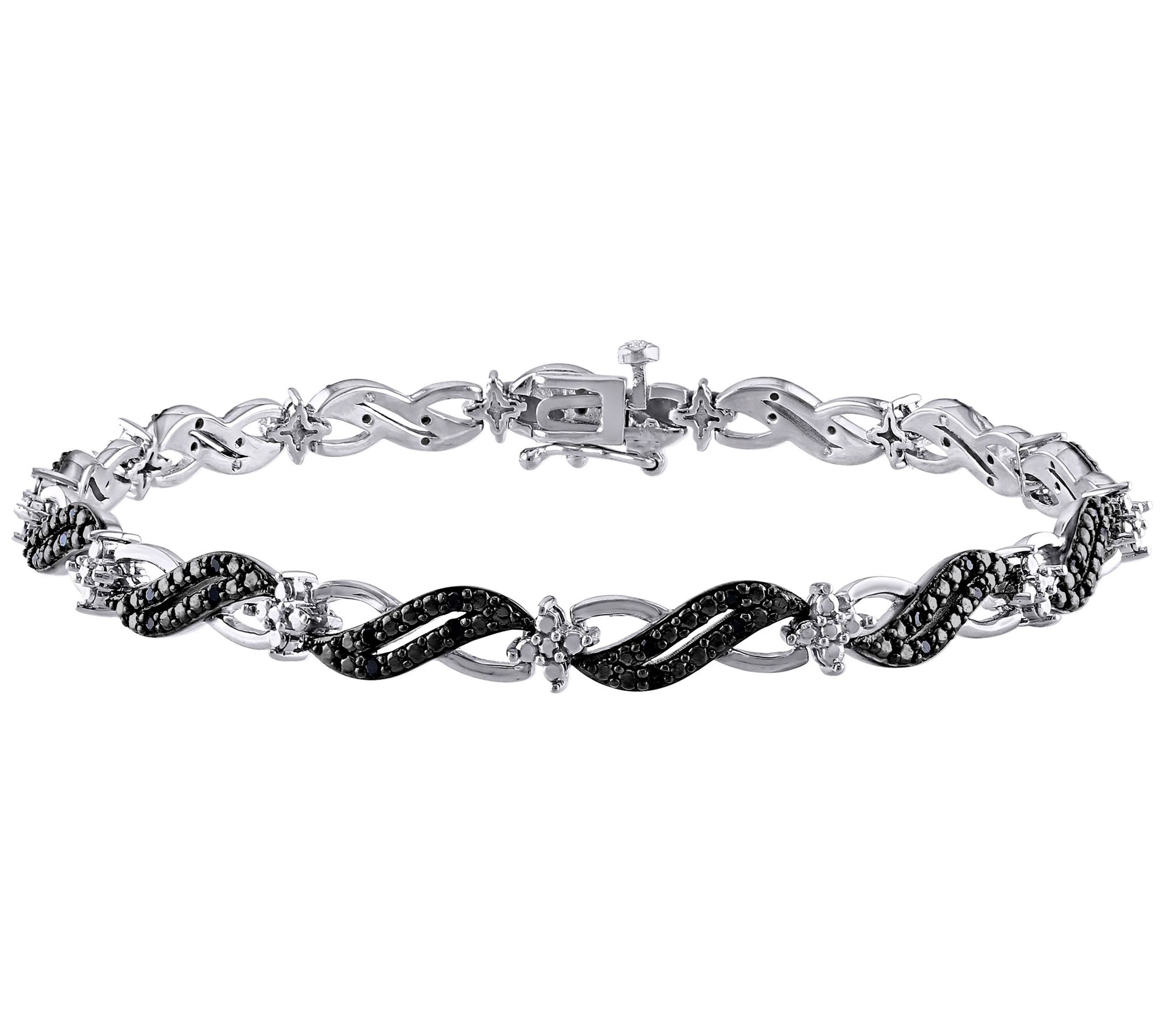 Affinity 0.25 cttw Black Diamond Link Bracelet,Sterling