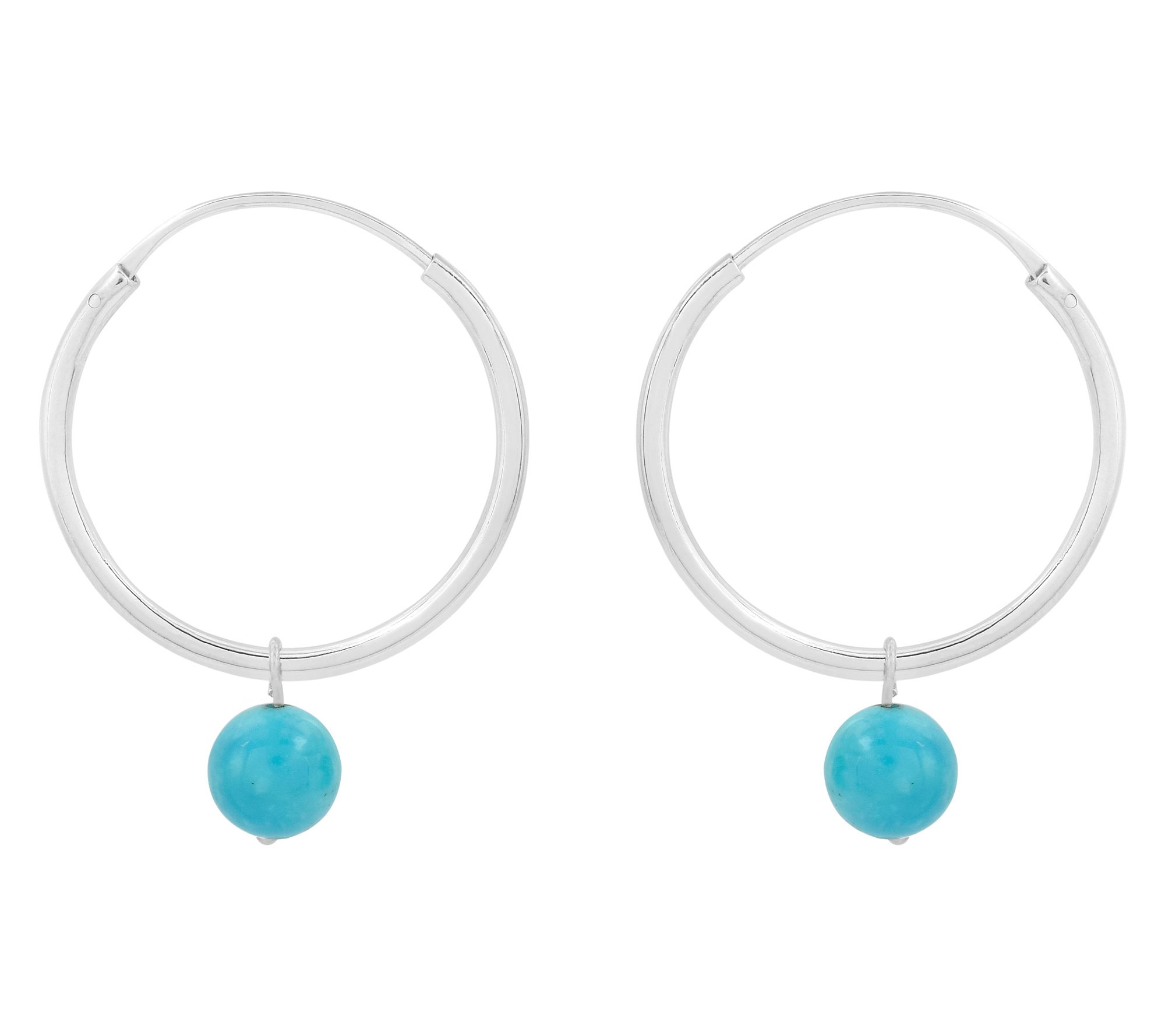 Affinity Gems Sleeping Beauty Turquoise Hoop Earrings,Sterling
