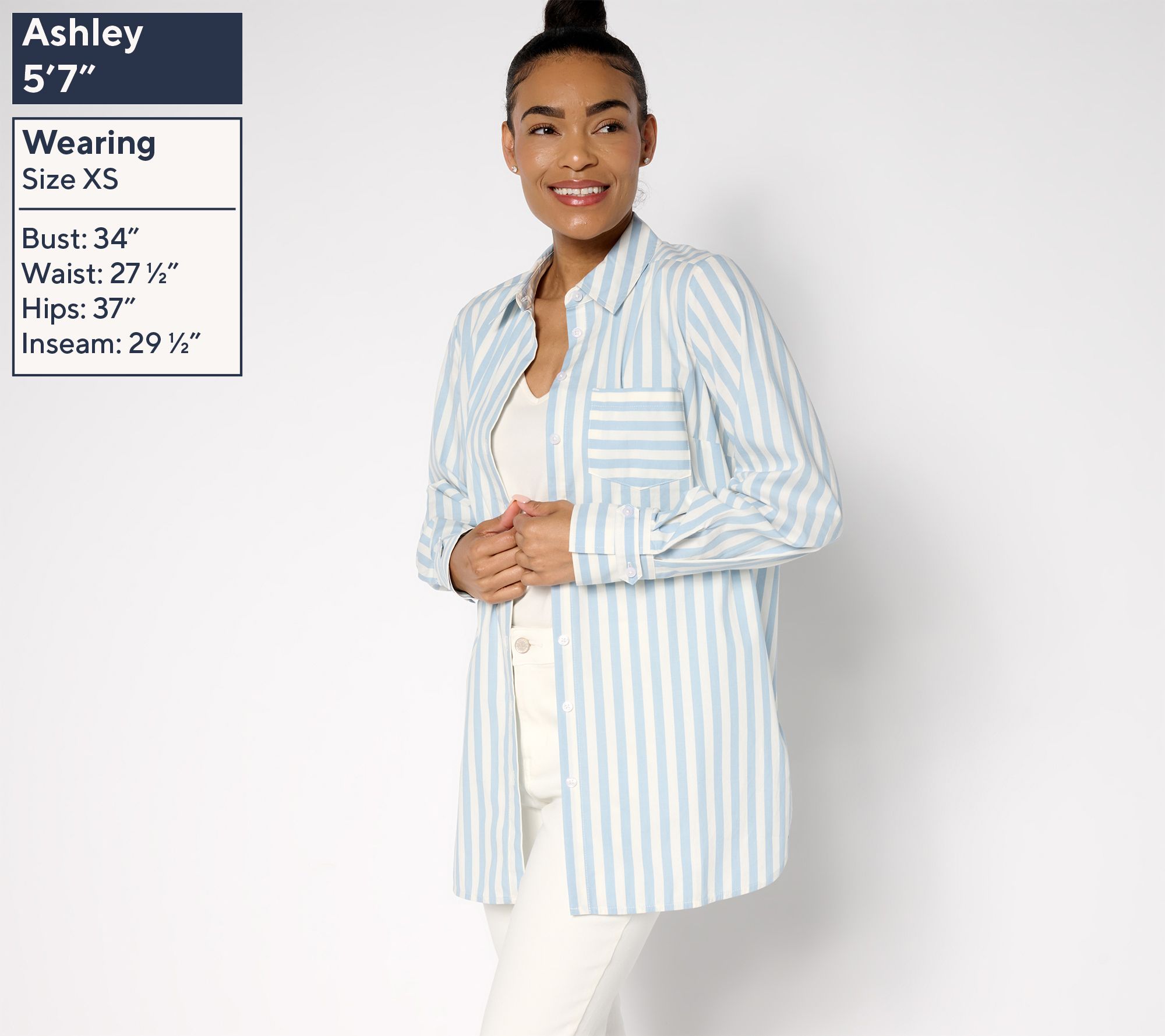 Martha Stewart Signature Regular Woven Button-Front Tunic Shirt