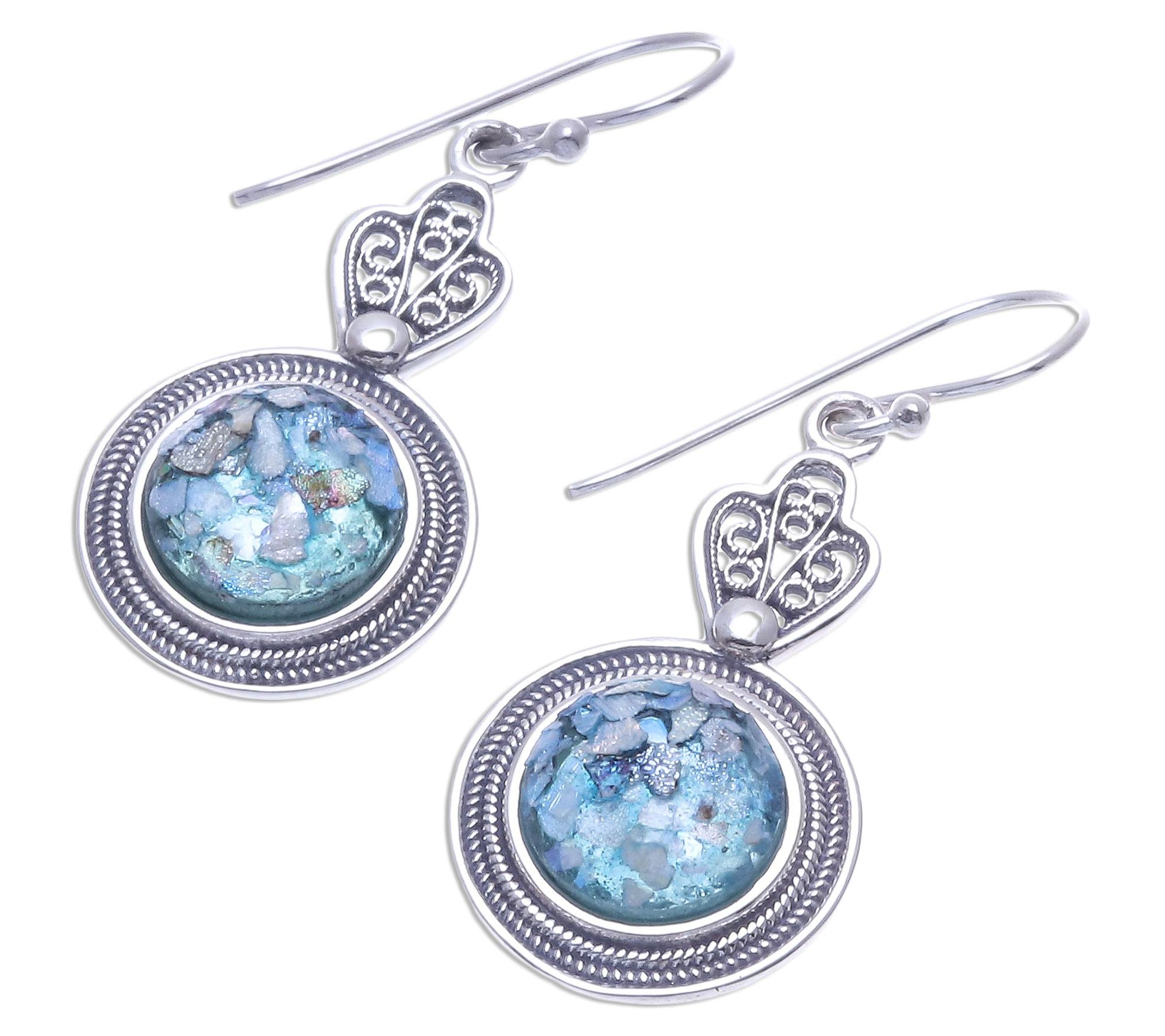 Novica Sterling Silver Roman Glass Earrings