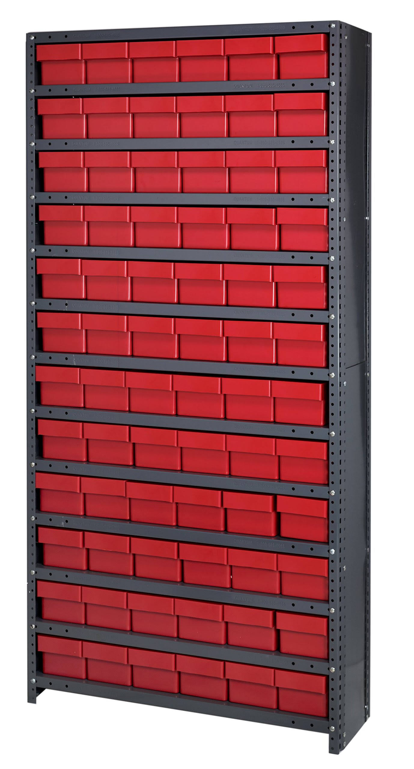 CL1275-601RD Bin Shelving Unit, with (72) 2kwb5 Bins, Red
