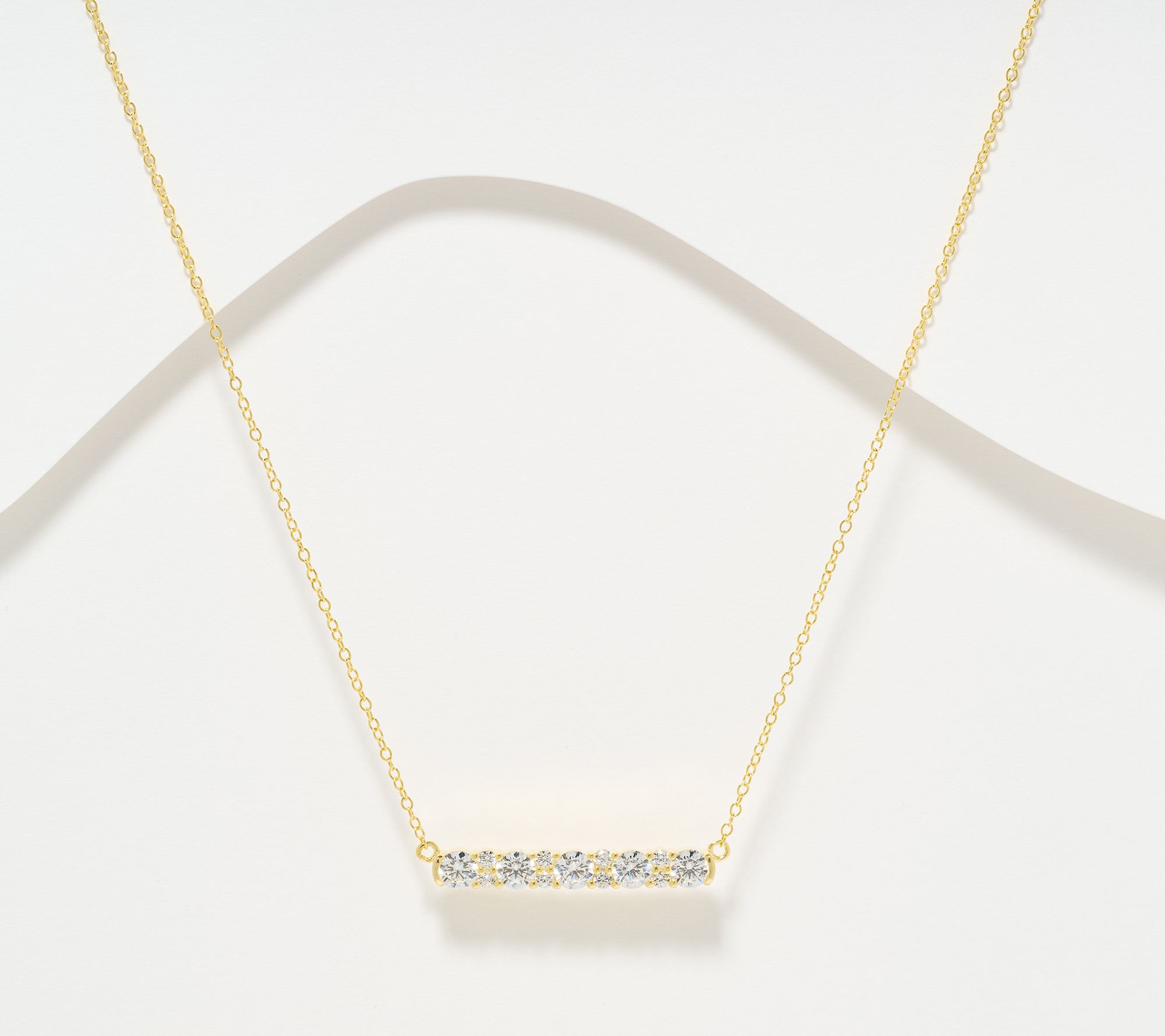 Diamonique Classics Multi-Stone Bar Necklace, Sterling Silver
