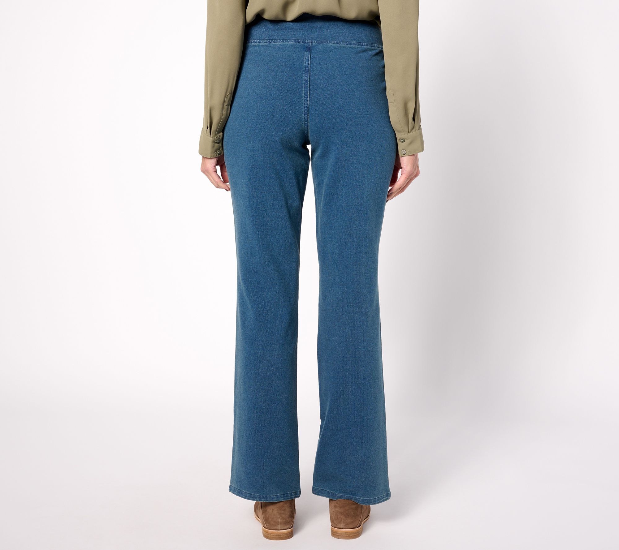 Quacker Factory Short DreamJeannes Flat Waistband Bootcut Jeans