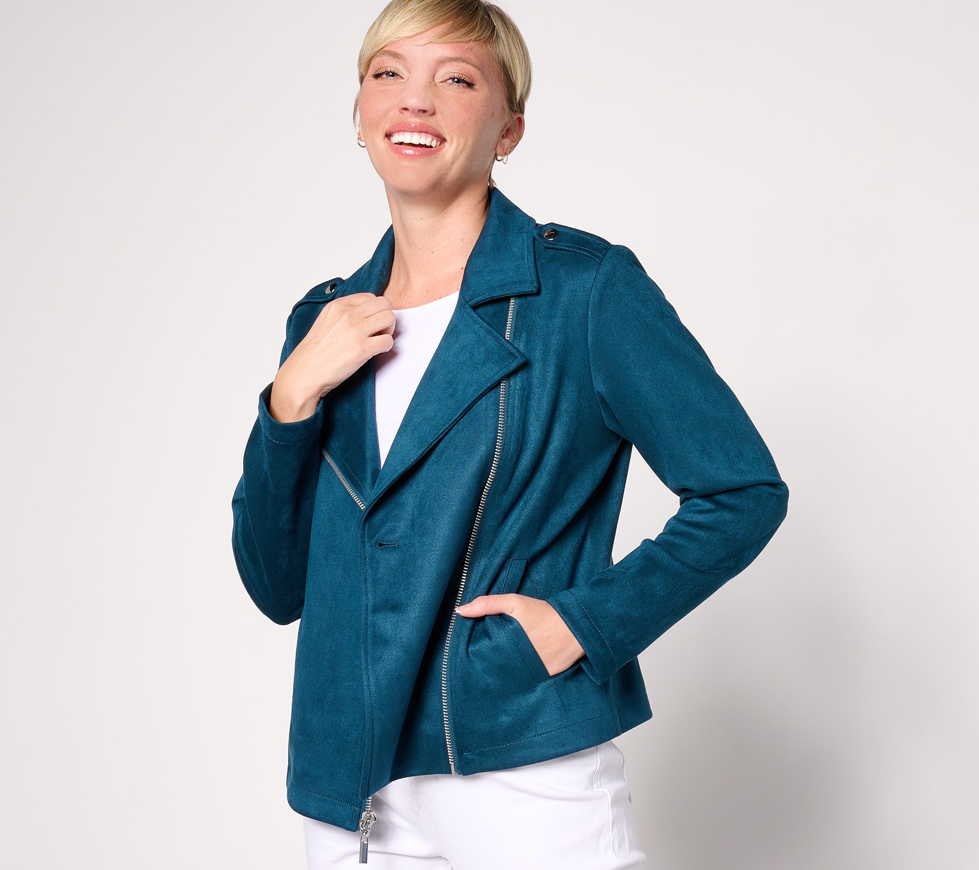 BEAUTIFUL by Lawrence Zarian The Orly Faux Suede Moto Jacket