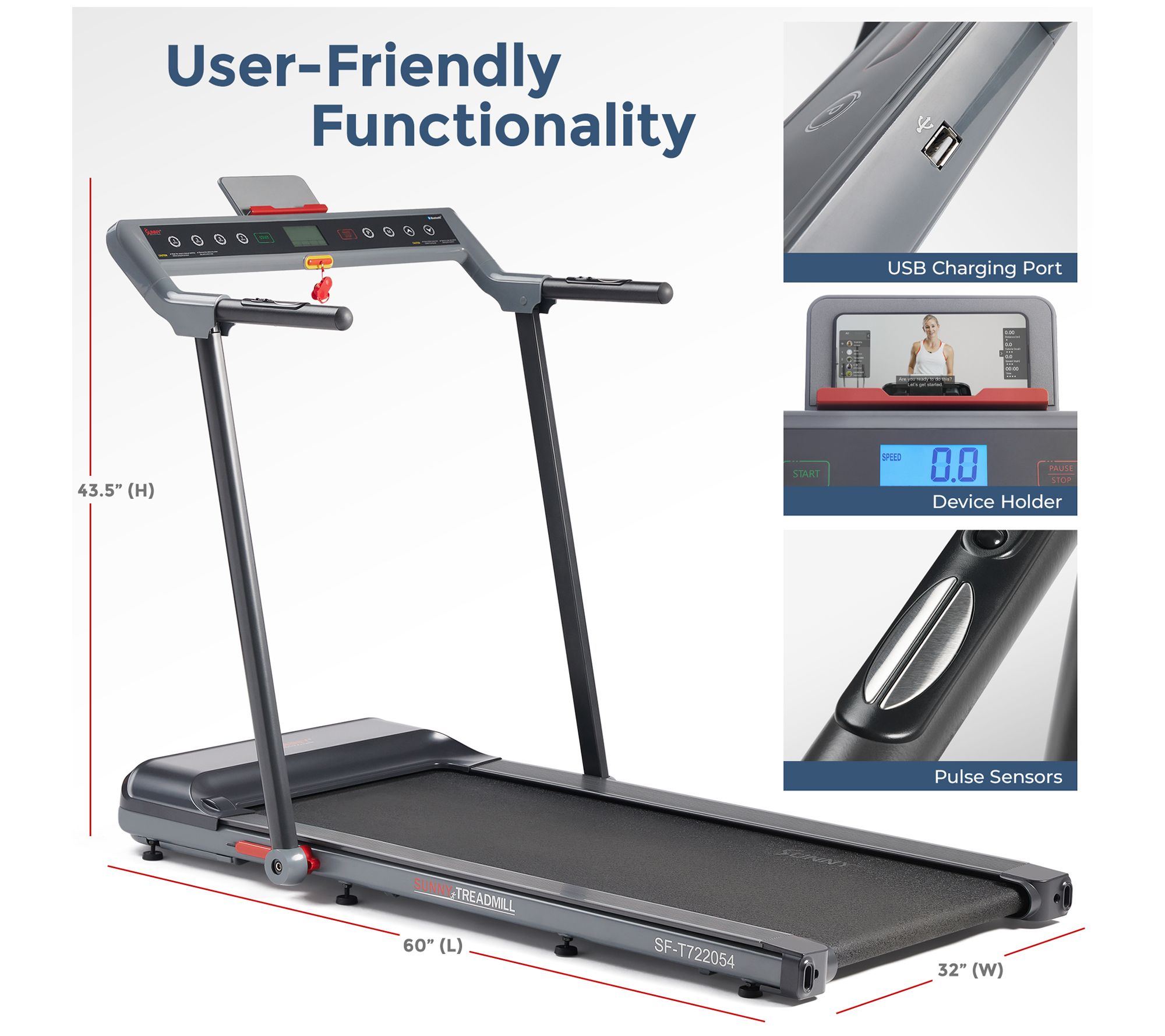 Sunny Health Fitness Pegasus Smart Folding Treadmill