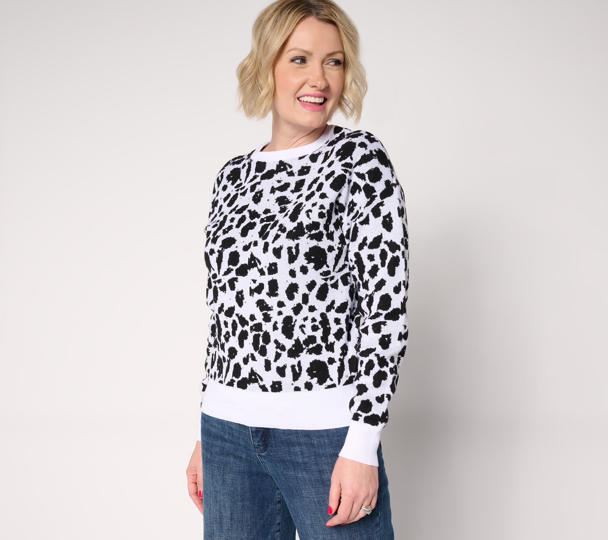 nicole by Nicole Miller Embellished Jacquard Sweater