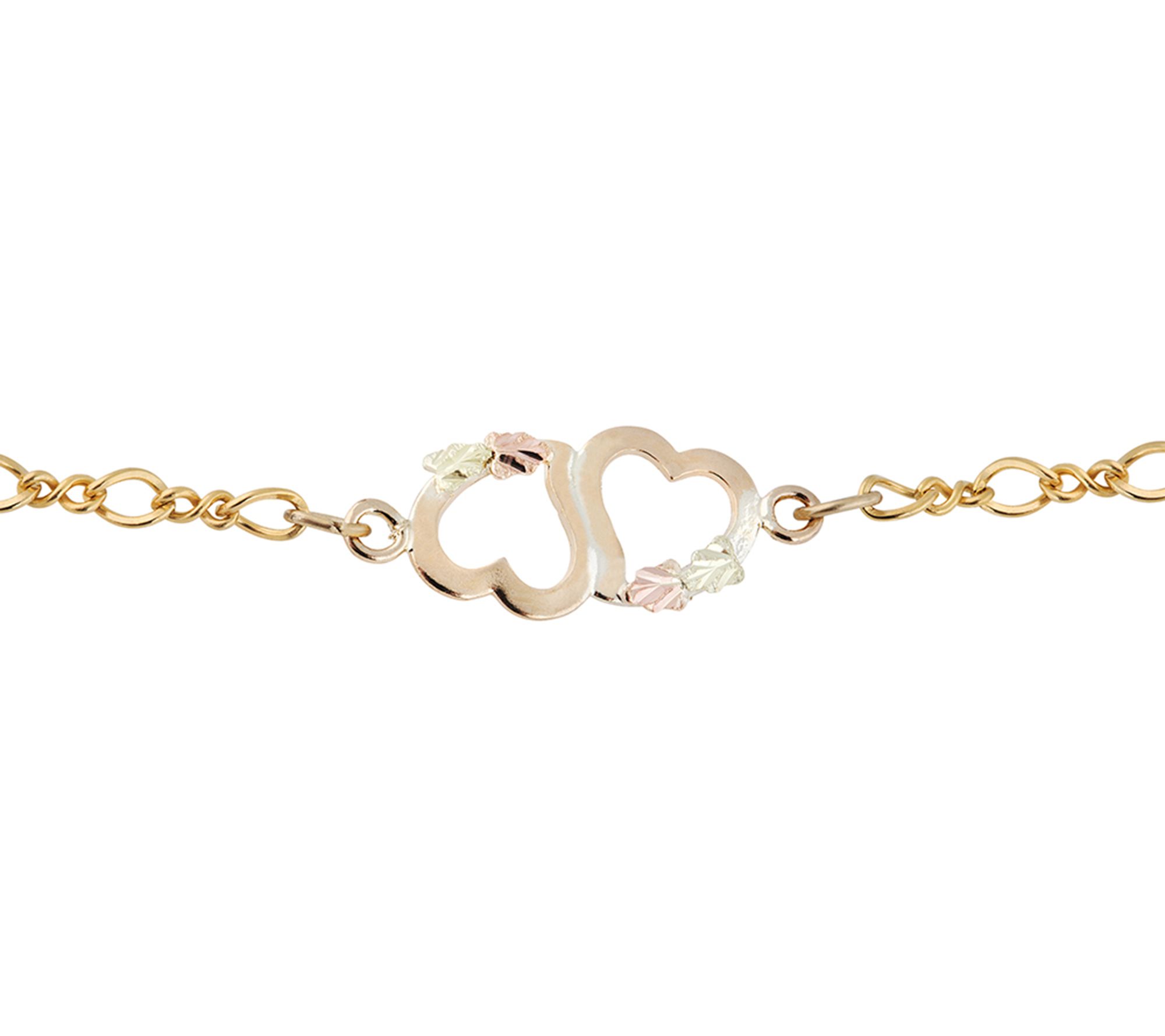 Black Hills Double-Heart Ankle Bracelet, 10K/12K Gold