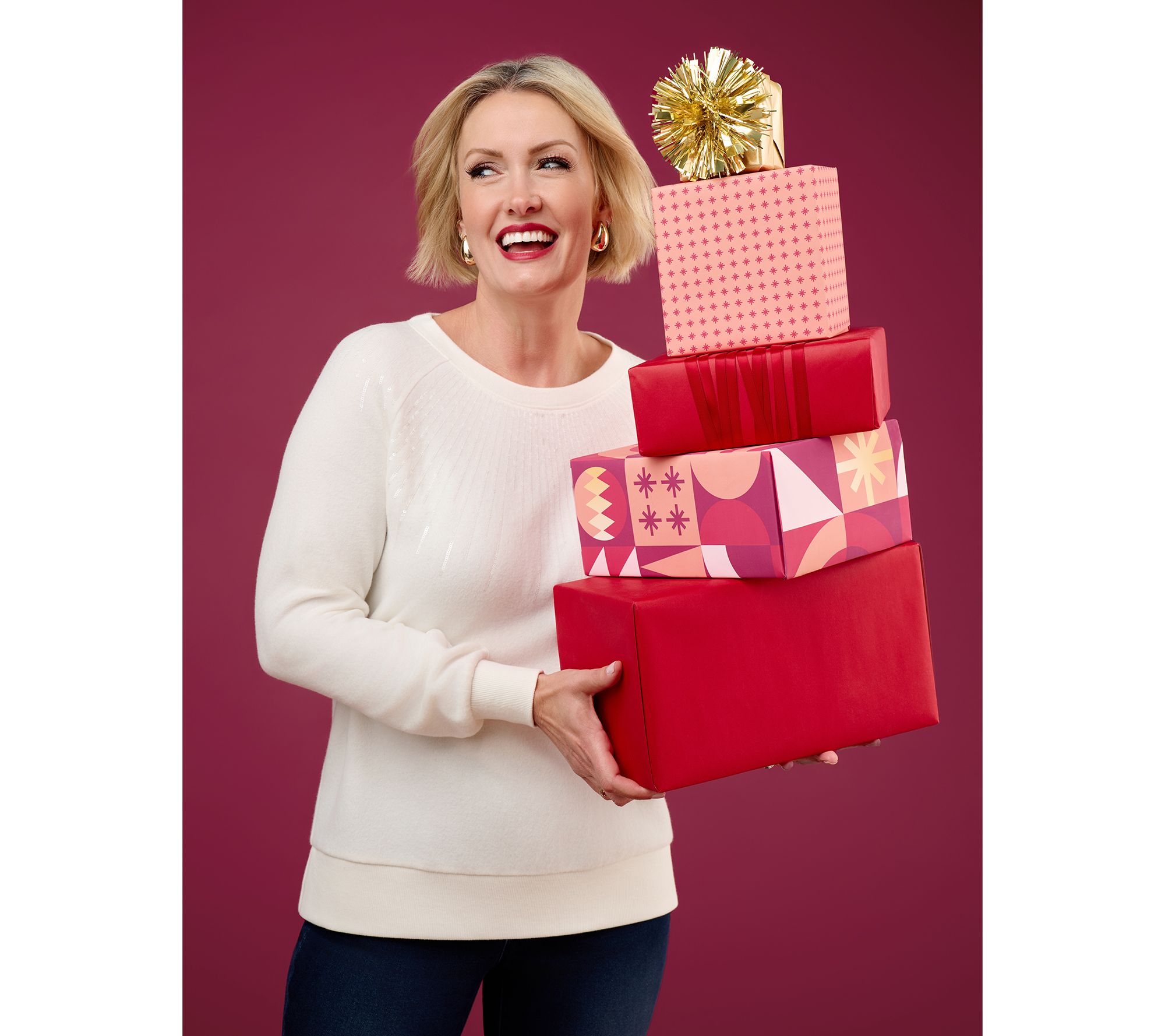 Jingle Belles by Kim Gravel Starburst Sequin Knit Top