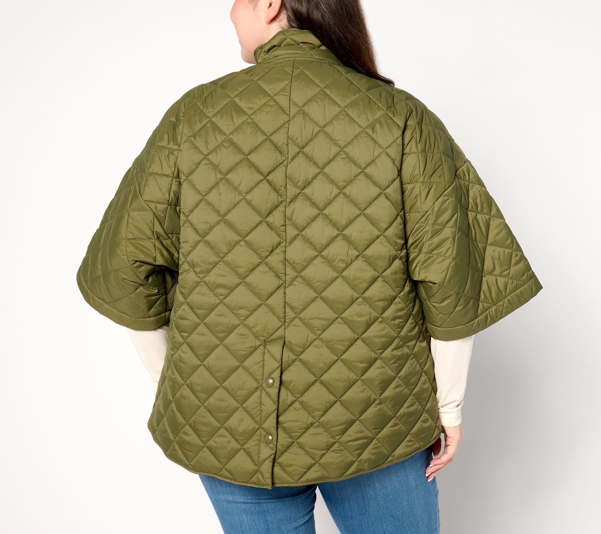 Joan Rivers Quilted 3/4-Sleeve Button Back Detailed Jacket
