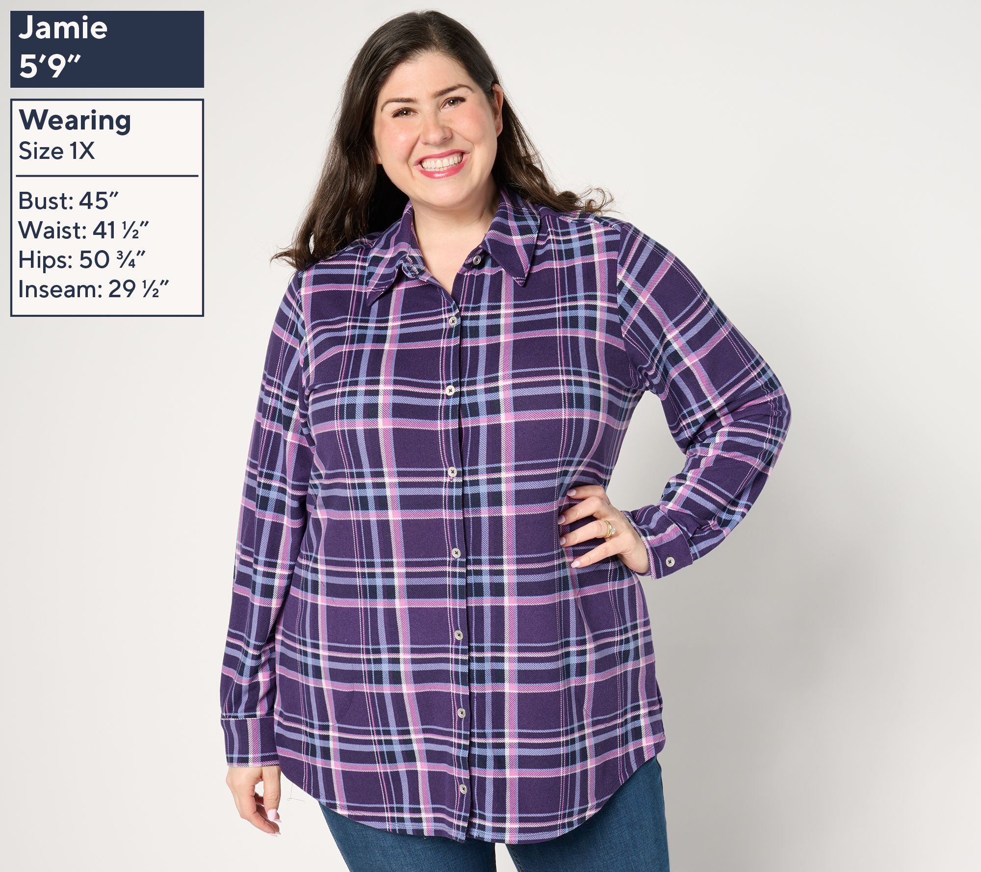 Denim & Co. Regular Heavenly Jersey Button Front Tunic