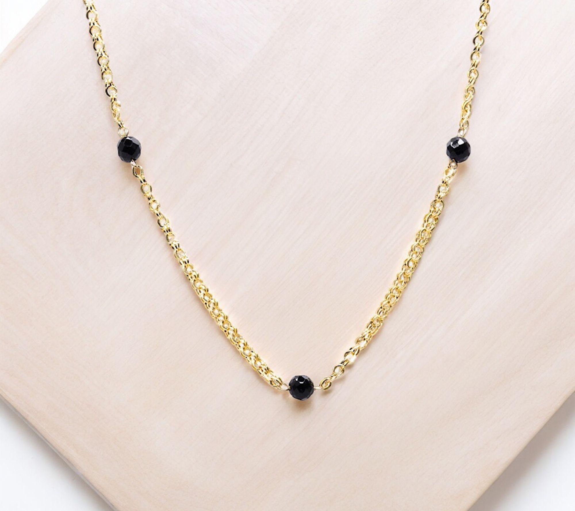 Alkeme 14K Gold Black Onyx Bead Station Necklace