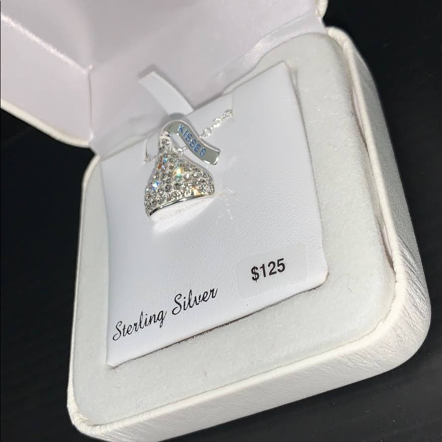 Sterling Silver Crystal Hershey&s Kiss Pendant Necklace