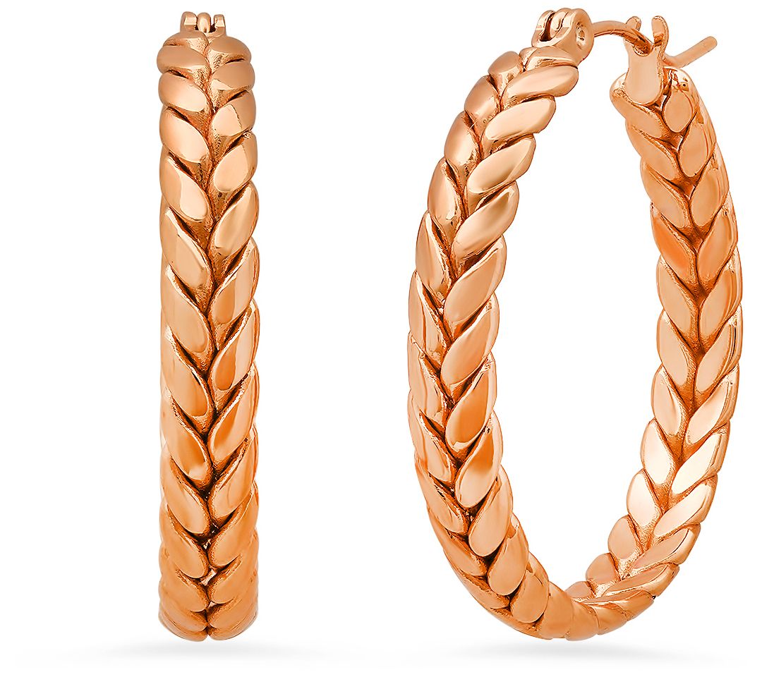 Steel By Design Wheat-Link Hoop Earrings
