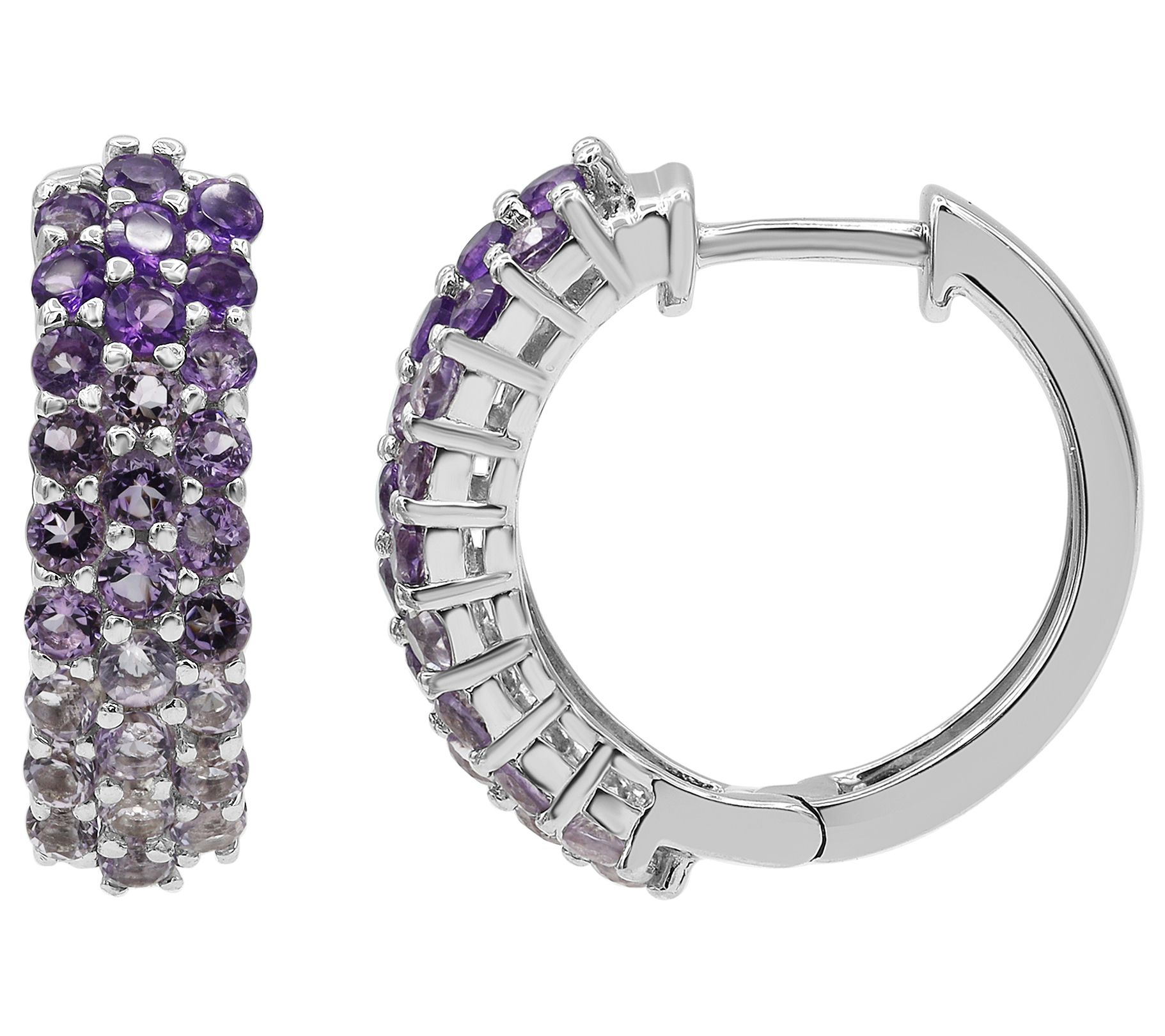 Affinity Gems 2.30 cttw Amethyst Hoop Earrings,Sterling