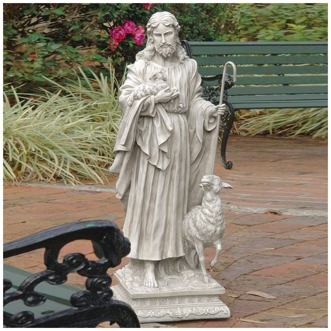Design Toscano Jesus The Good Shepherd Garden Statue, Gray, Large
