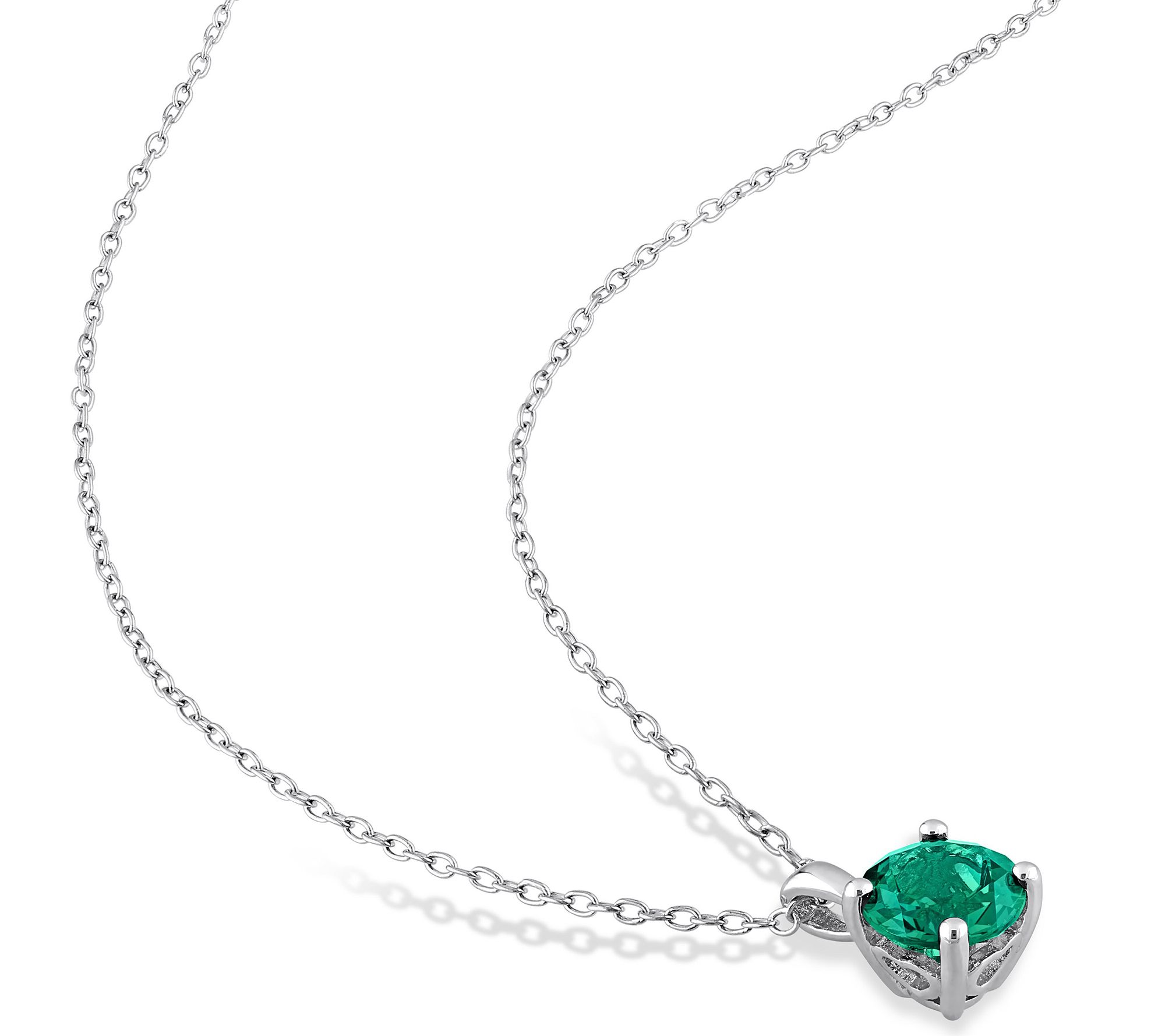 Sterling Silver Created Emerald Earring & Necklace Set
