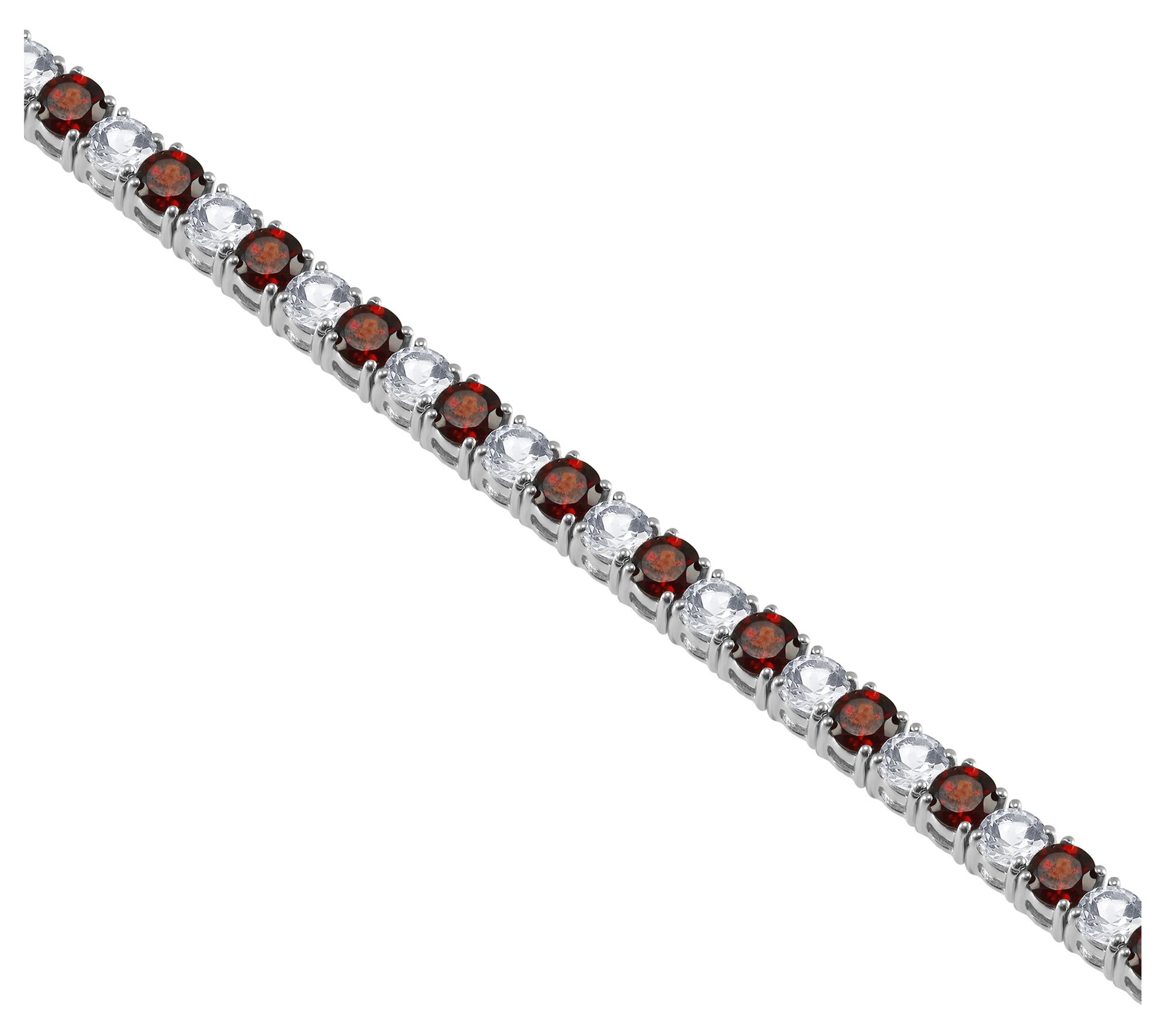 Affinity Gems Garnet & White Topaz Bracelet, Sterling Silver