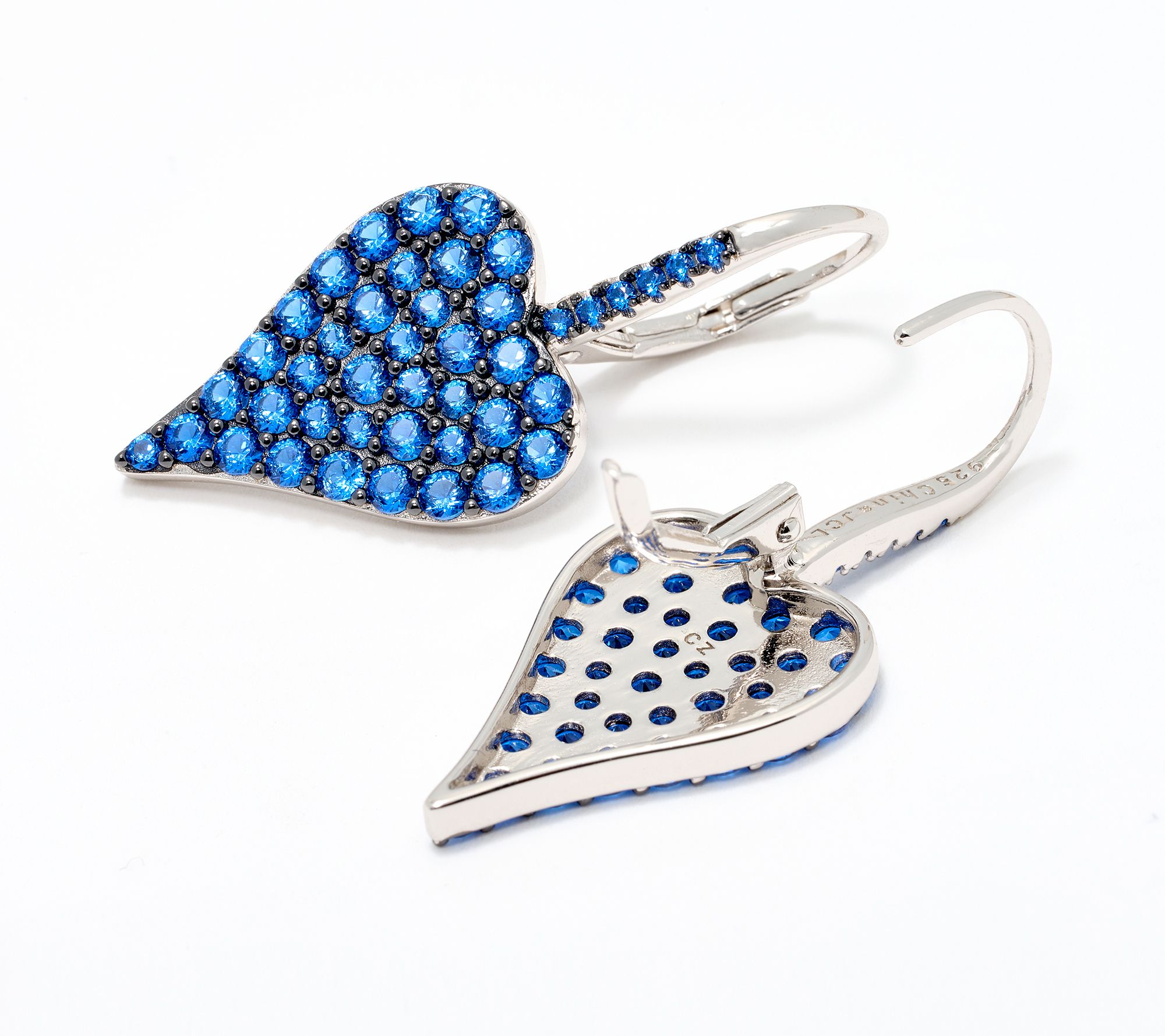 Diamonique x Jennifer Miller Pave Heart Earrings, Sterling Silver