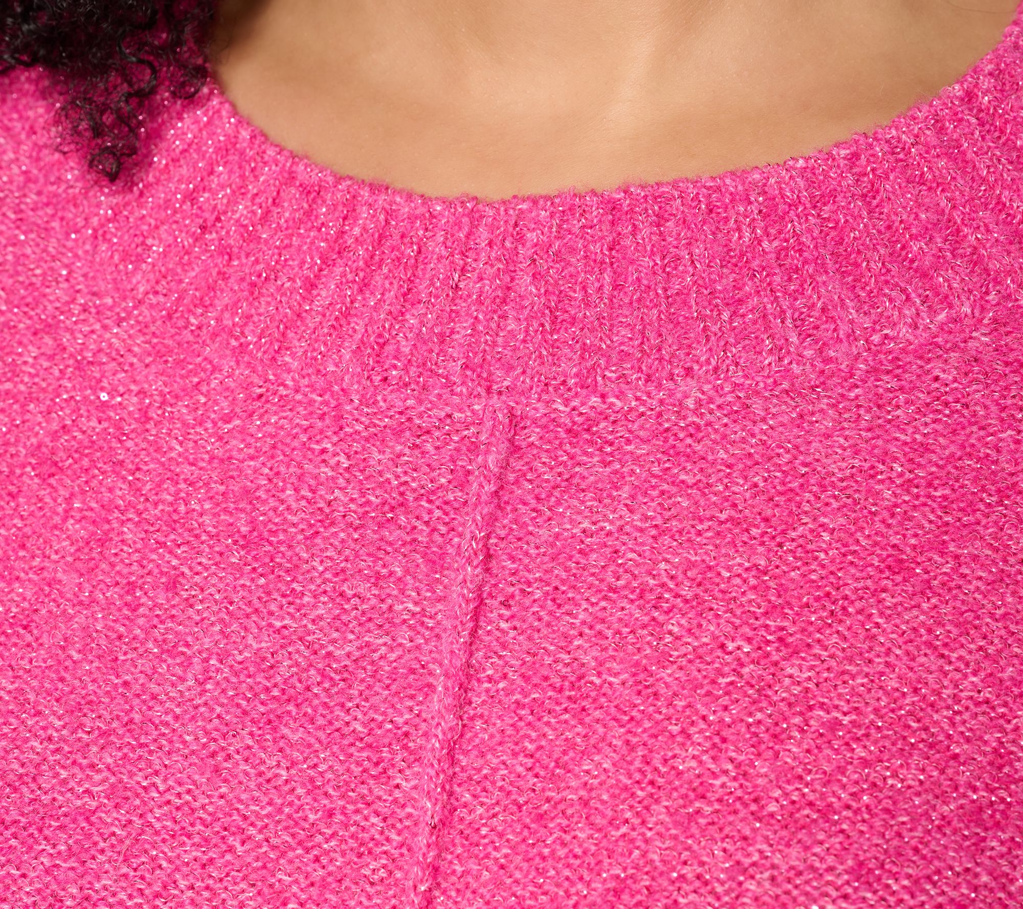 Denim & Co. Crew Neck Long Sleeve Sparkle Sweater