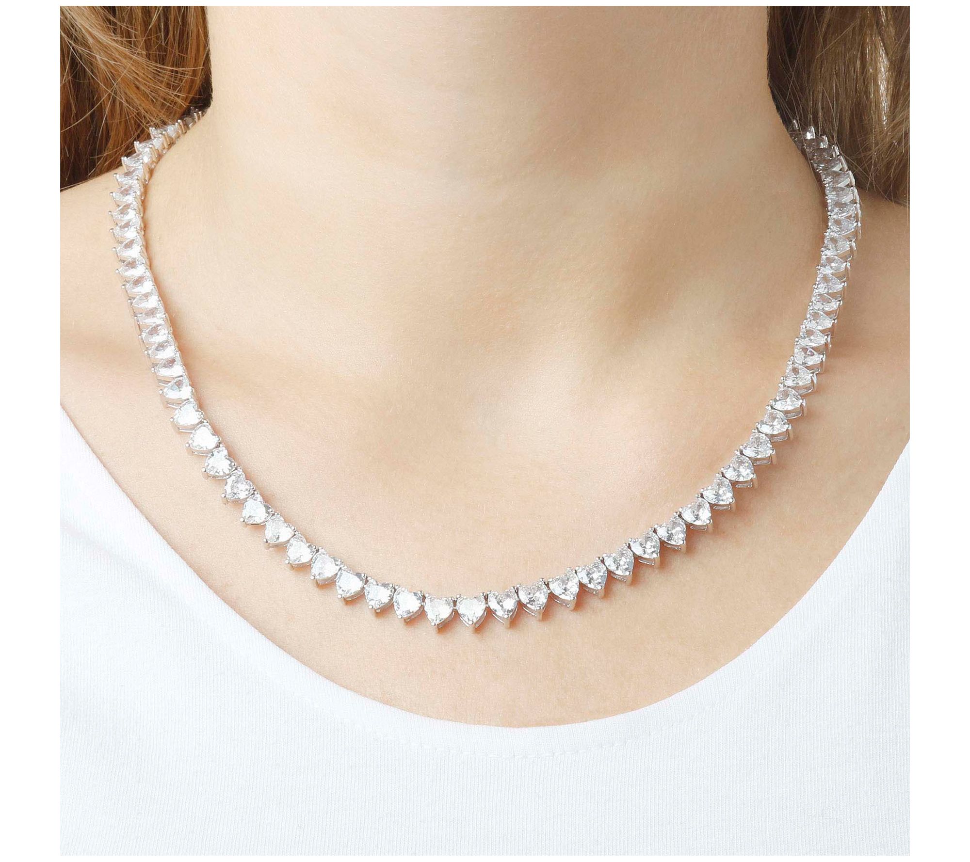 Diamonique x Bronzo Italia 38.95 cttw HeartTennis Necklace