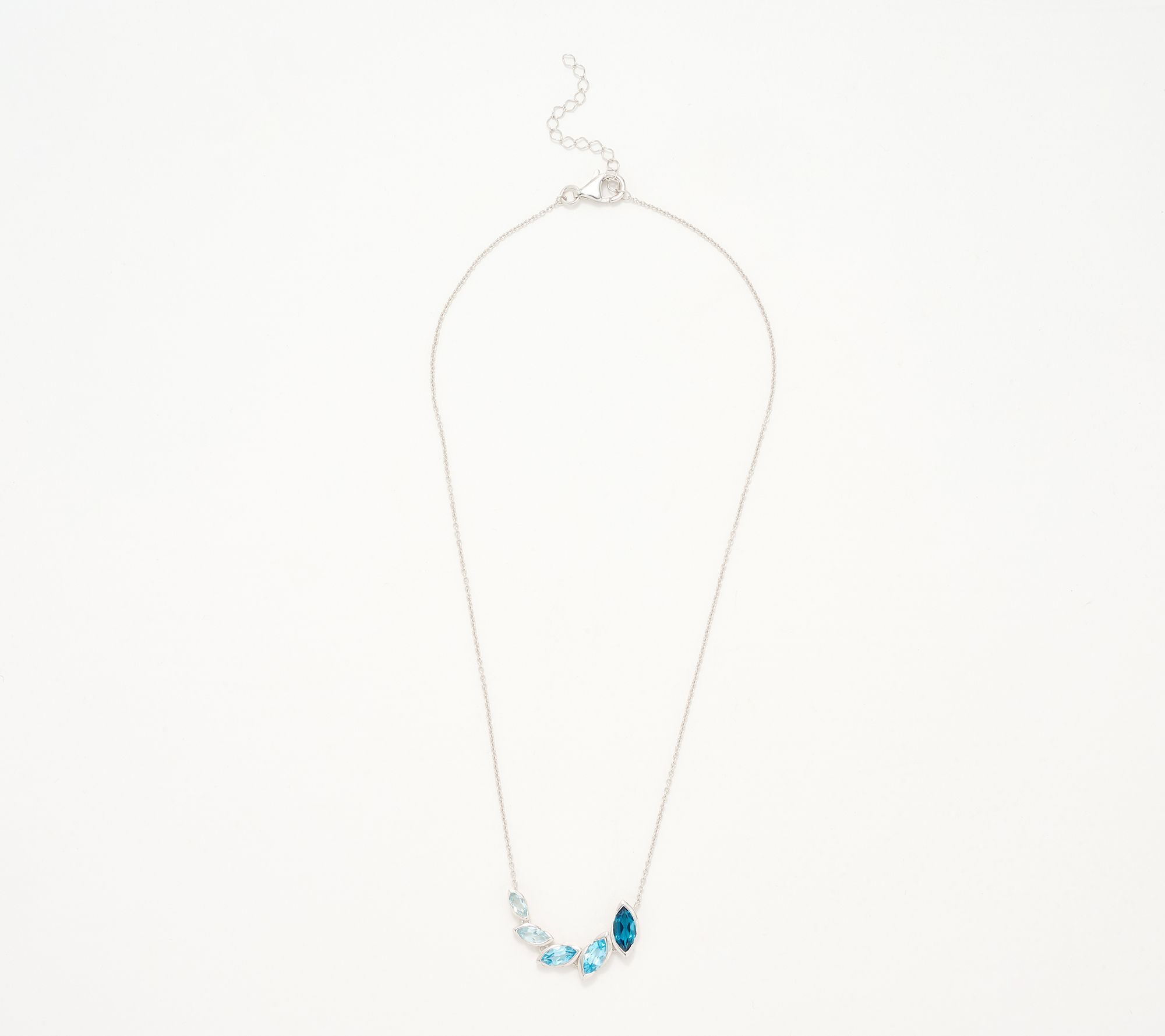 Affinity Gems Gradiant Semi- Precious Gem Semi-Bezel Necklace, Sterl